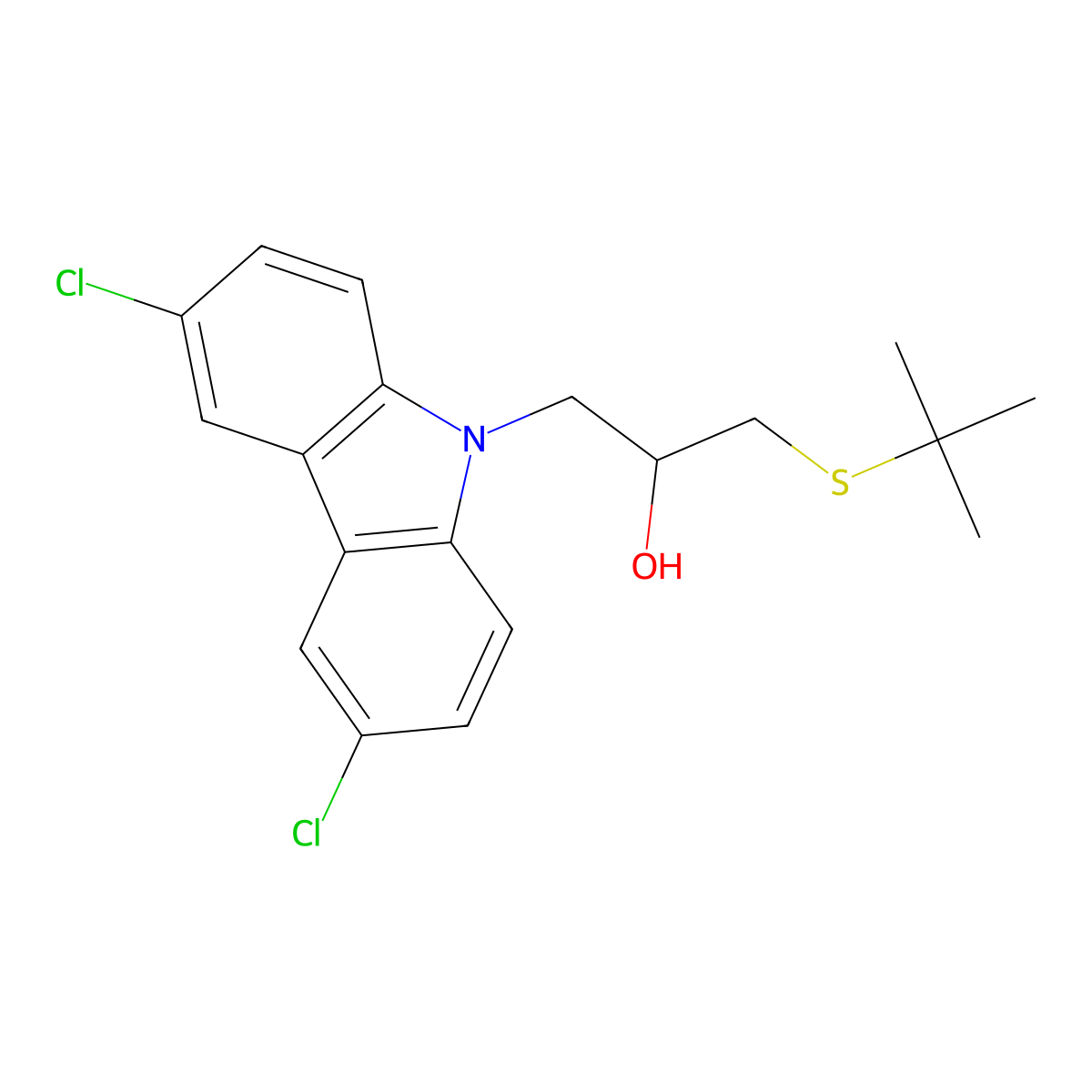 1-(tert-butylthio)-3-(3,6-dichloro-9H-carbazol-9-yl)propan-2-ol molecular structure, CAS 324773-53-7