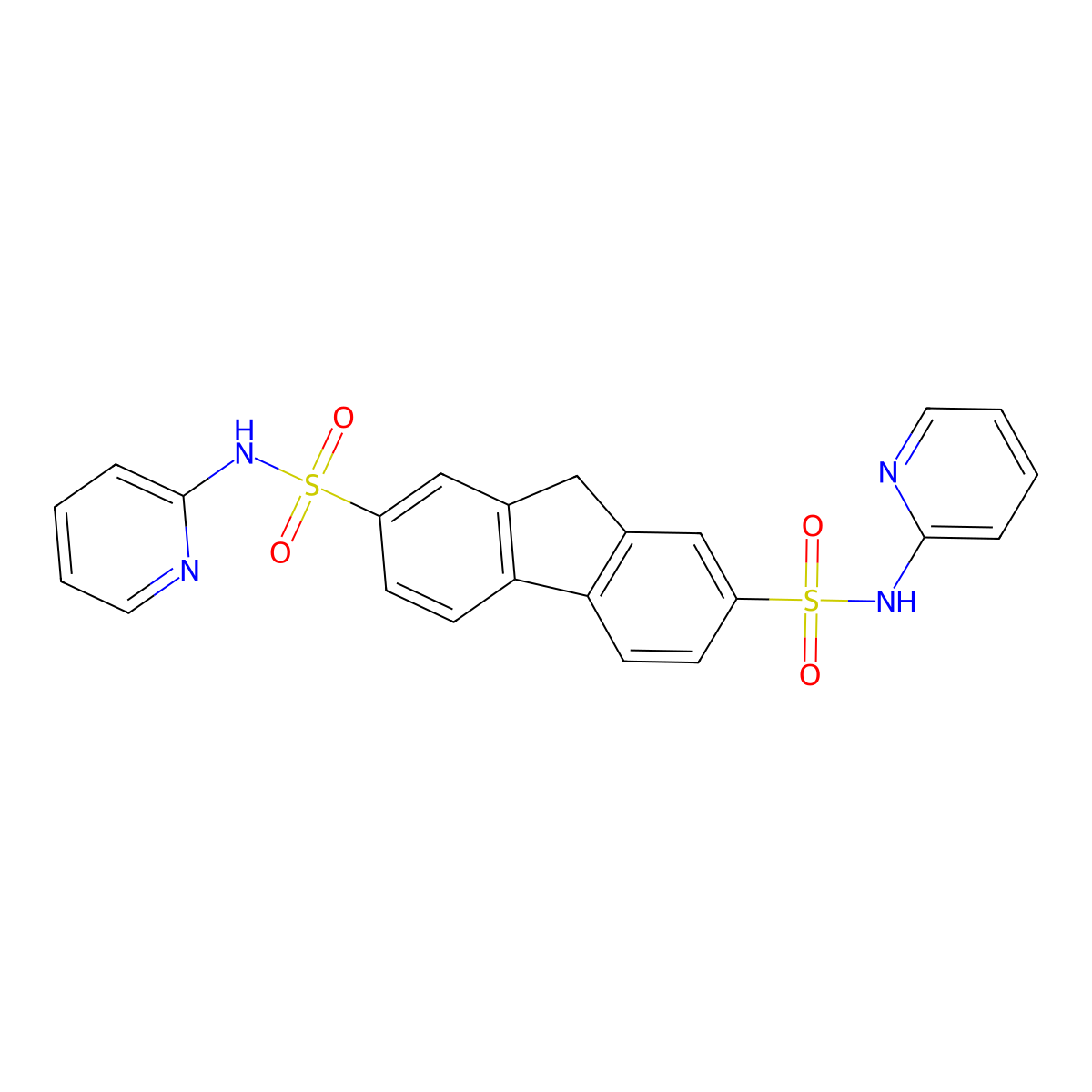N,N'-di(pyridin-2-yl)-9H-fluorene-2,7-disulfonamide molecular structure, CAS 324773-63-9