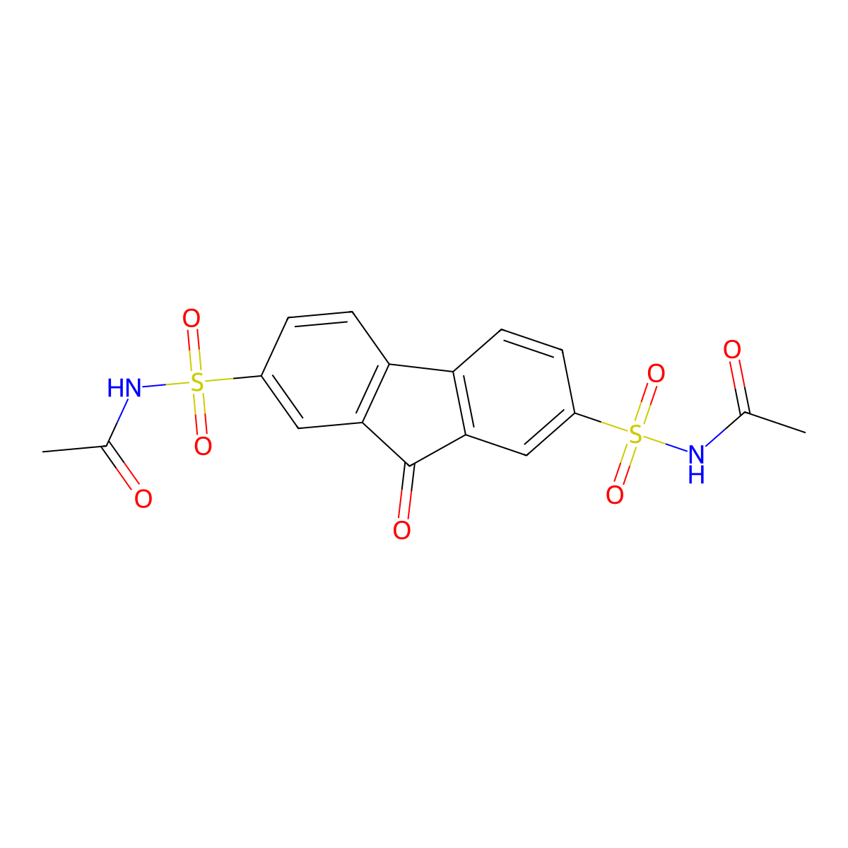 N-[7-(acetylsulfamoyl)-9-oxofluoren-2-yl]sulfonylacetamide molecular structure, CAS 324773-70-8