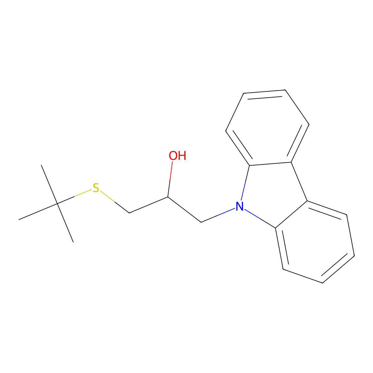 1-Tert-butylsulfanyl-3-carbazol-9-ylpropan-2-ol molecular structure, CAS 324773-72-0