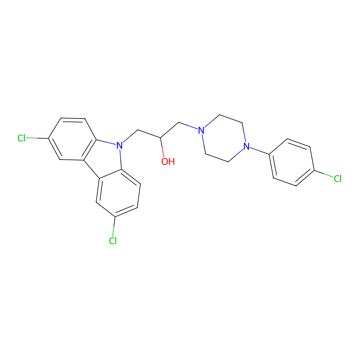 1-[4-(4-Chlorophenyl)piperazin-1-yl]-3-(3,6-dichlorocarbazol-9-yl)propan-2-ol molecular structure, CAS 324773-78-6