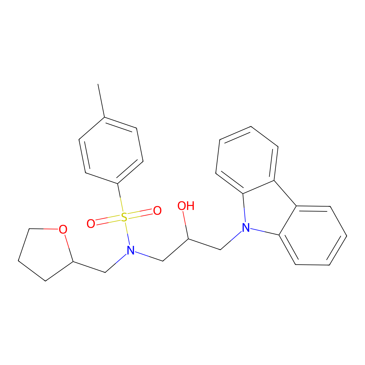 N-[3-(9H-carbazol-9-yl)-2-hydroxypropyl]-4-methyl-N-[(oxolan-2-yl)methyl]benzene-1-sulfonamide molecular structure, CAS 324773-82-2