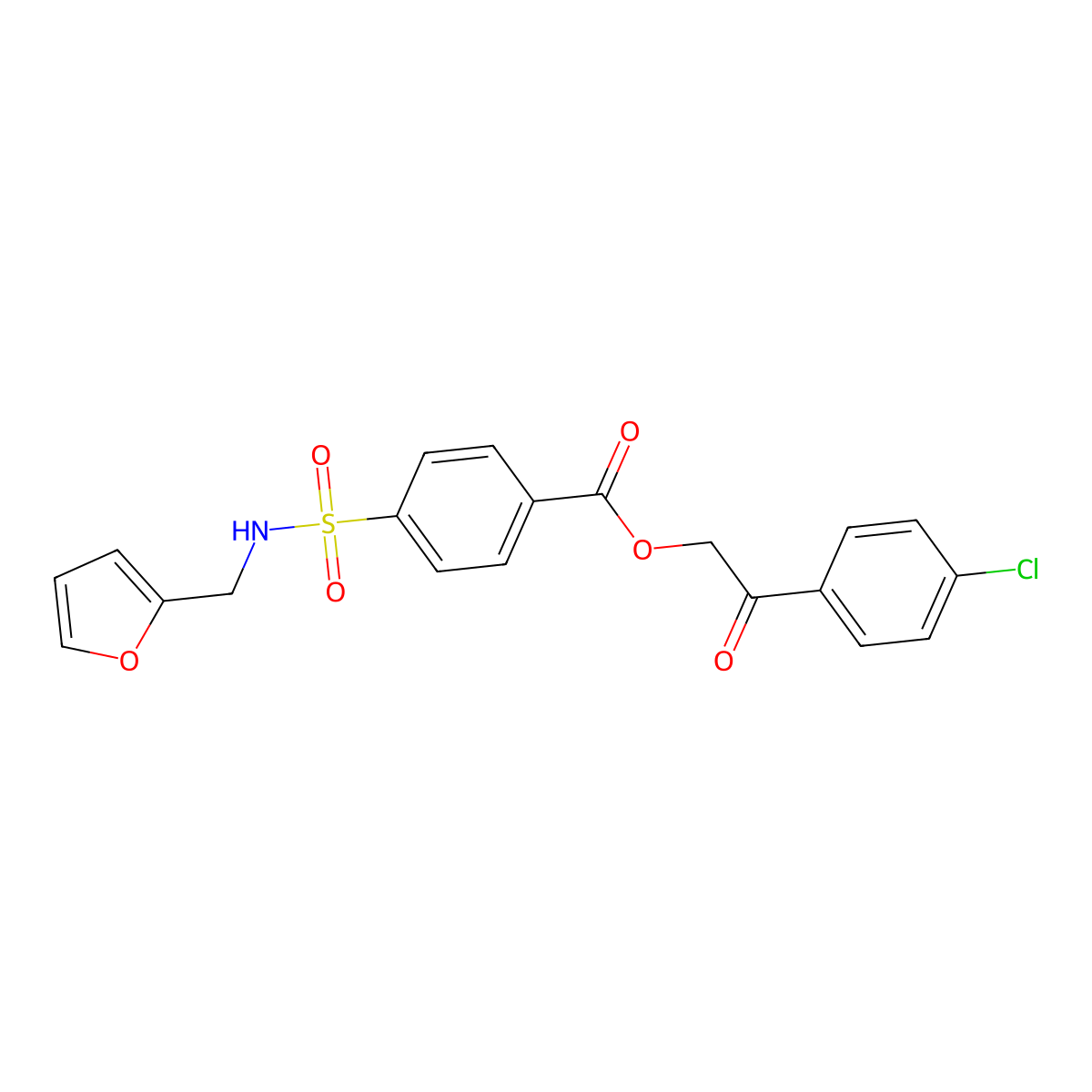 2-(4-Chlorophenyl)-2-oxoethyl 4-{[(2-furylmethyl)amino]sulfonyl}benzoate molecular structure, CAS 324774-20-1