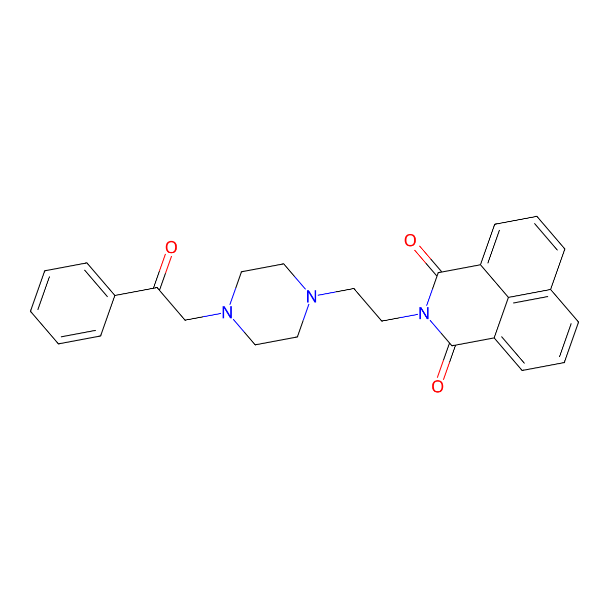 2-(2-(4-(2-oxo-2-phenylethyl)piperazin-1-yl)ethyl)-1H-benzo[de]isoquinoline-1,3(2H)-dione molecular structure, CAS 324774-24-5