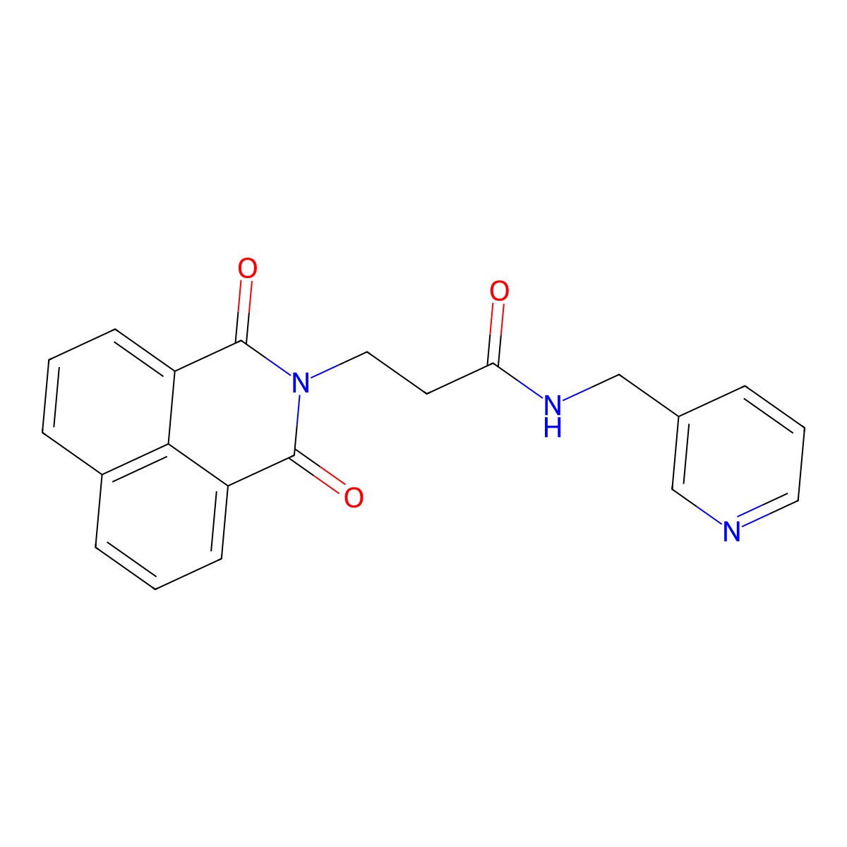 3-(1,3-dioxo-1H-benzo[de]isoquinolin-2(3H)-yl)-N-(pyridin-3-ylmethyl)propanamide molecular structure, CAS 324774-30-3