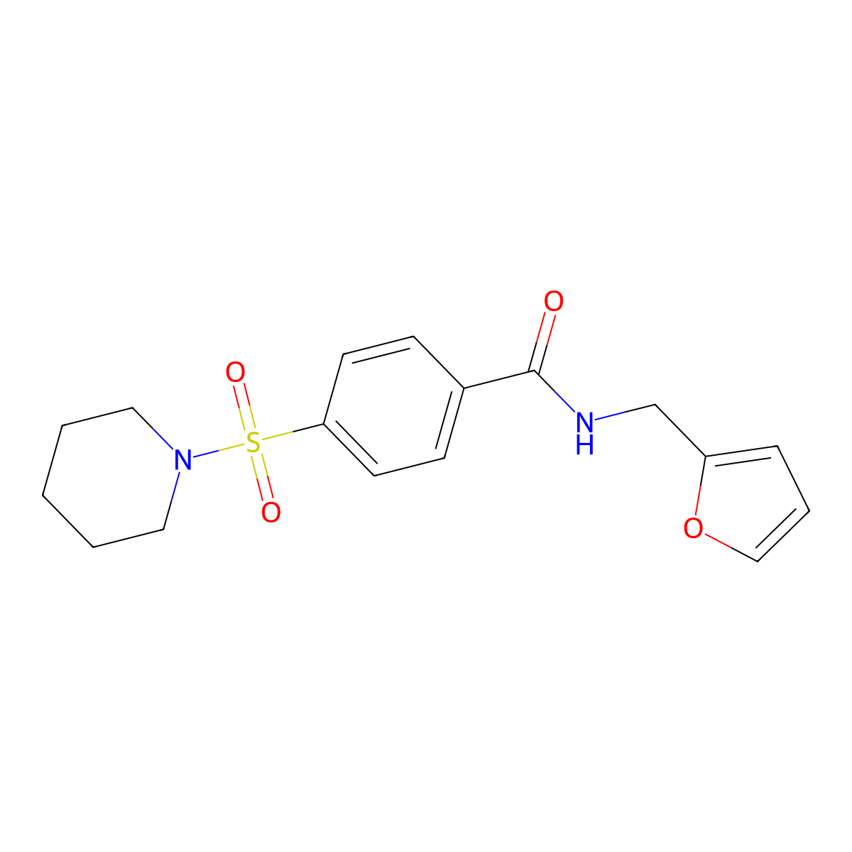 N-(furan-2-ylmethyl)-4-(piperidin-1-ylsulfonyl)benzamide molecular structure, CAS 324774-31-4