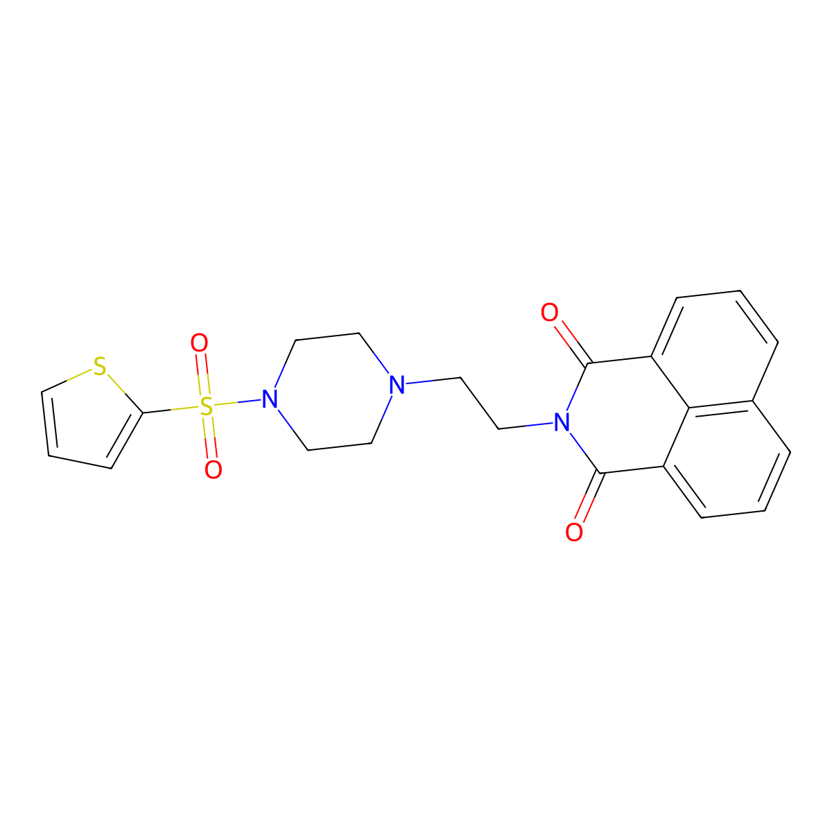 2-{2-[4-(thiophen-2-ylsulfonyl)piperazin-1-yl]ethyl}-1H-benzo[de]isoquinoline-1,3(2H)-dione molecular structure, CAS 324774-34-7