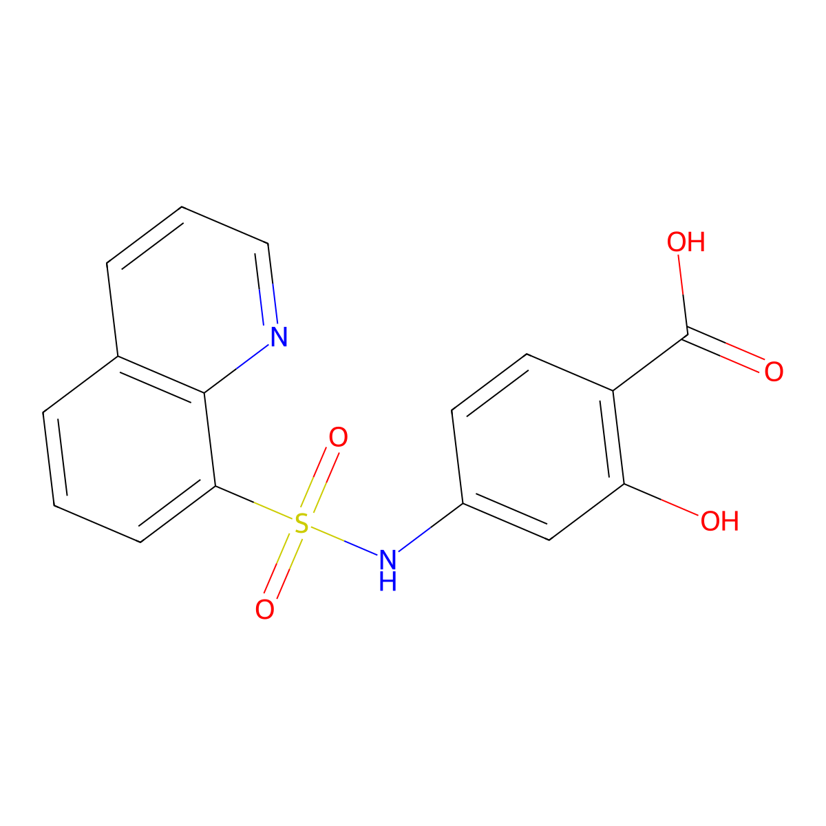 2-Hydroxy-4-(quinolin-8-ylsulfonylamino)benzoic acid molecular structure, CAS 324774-37-0