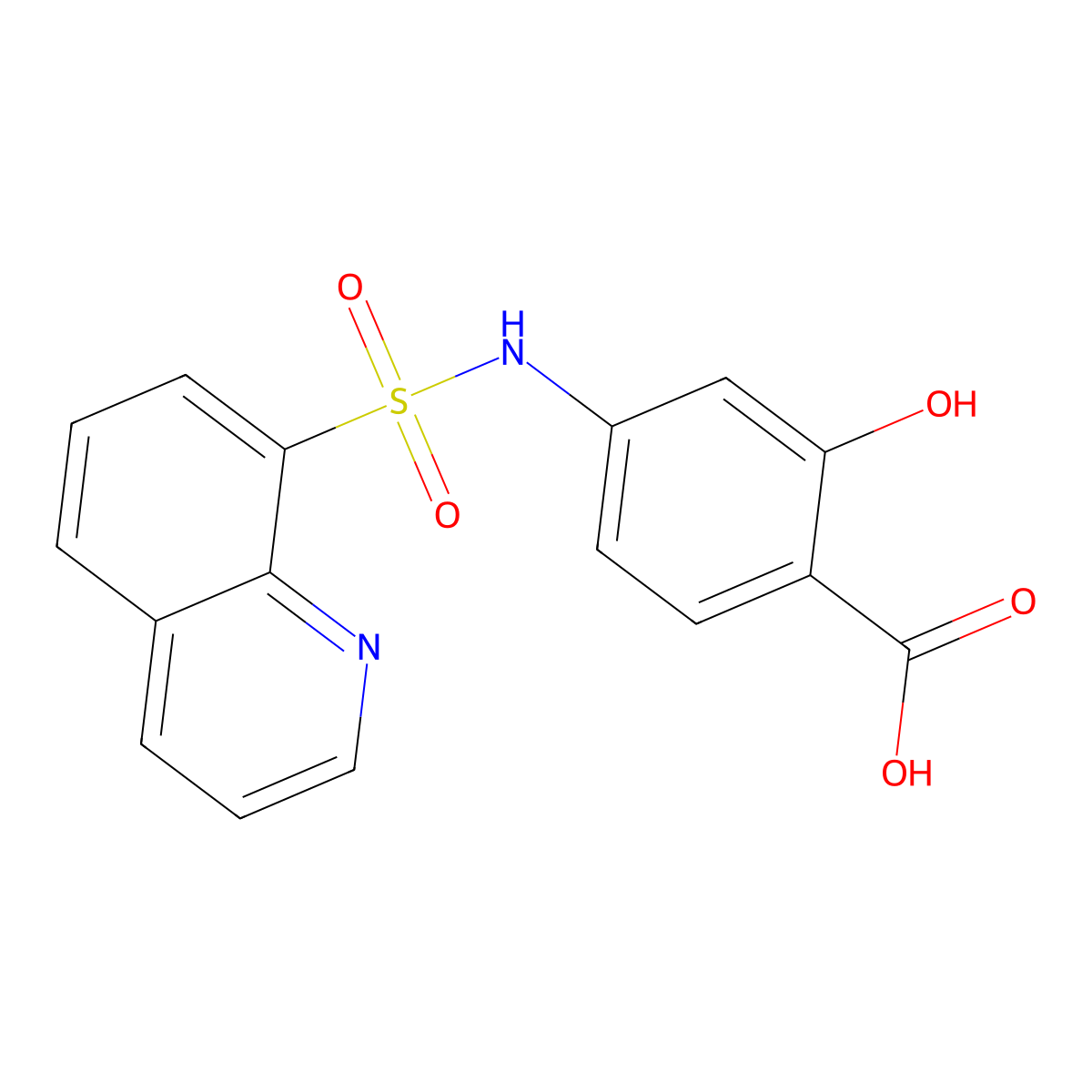 2-Hydroxy-4-(quinolin-8-ylsulfonylamino)benzoic acid molecular structure, CAS 324774-37-0