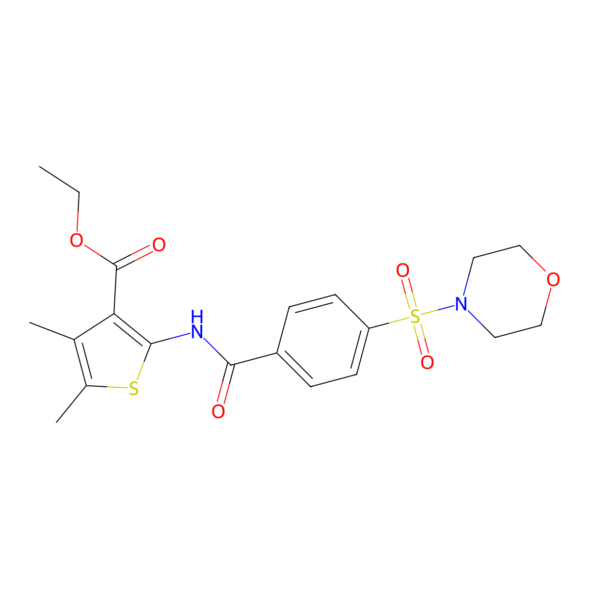 Ethyl 4,5-dimethyl-2-(4-(morpholinosulfonyl)benzamido)thiophene-3-carboxylate molecular structure, CAS 324774-40-5