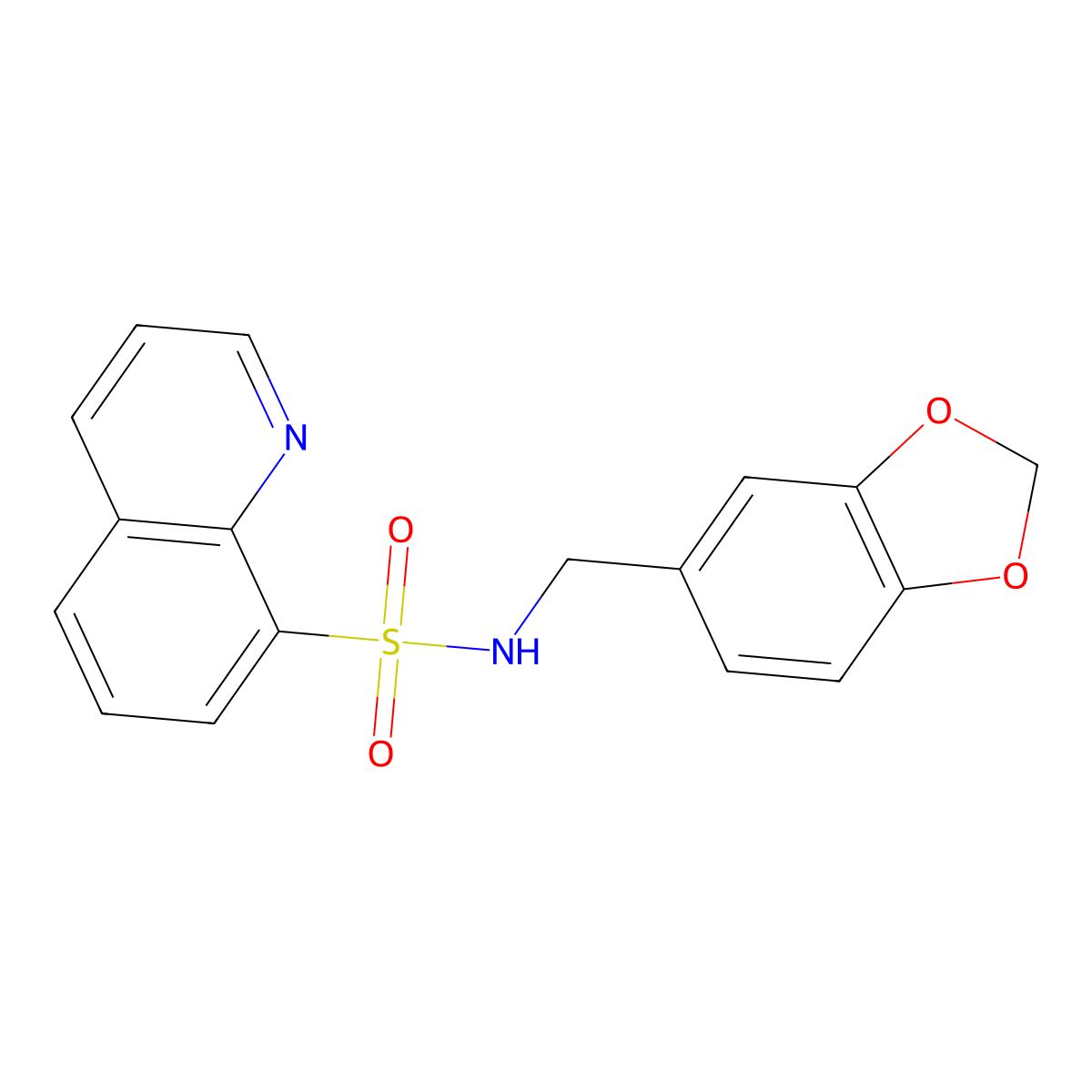 N-(1,3-benzodioxol-5-ylmethyl)-8-quinolinesulfonamide molecular structure, CAS 324774-44-9