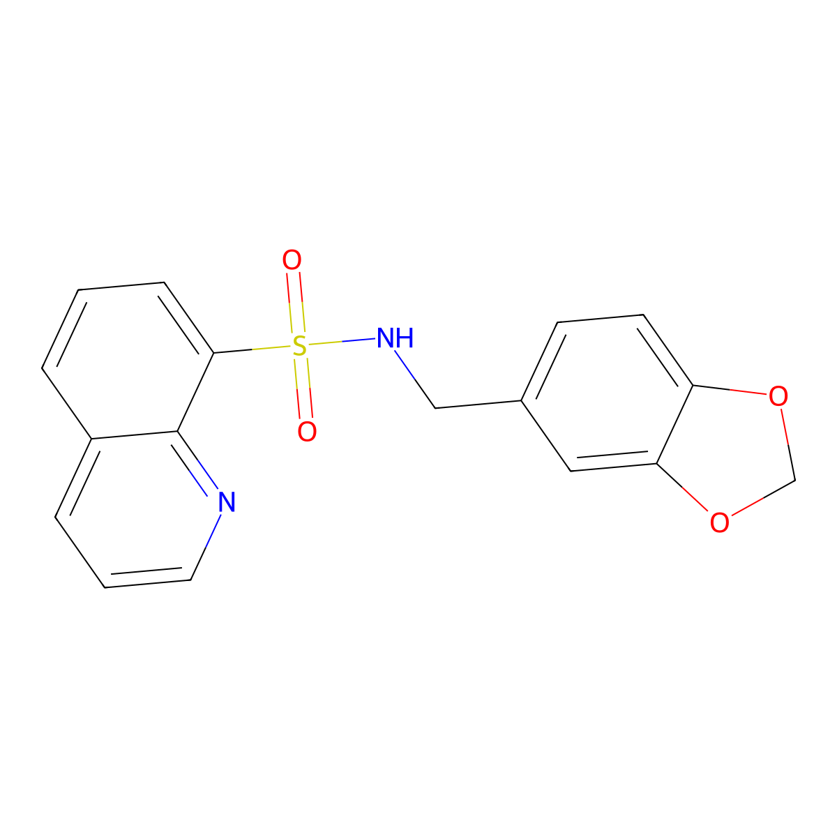 N-(1,3-benzodioxol-5-ylmethyl)-8-quinolinesulfonamide molecular structure, CAS 324774-44-9