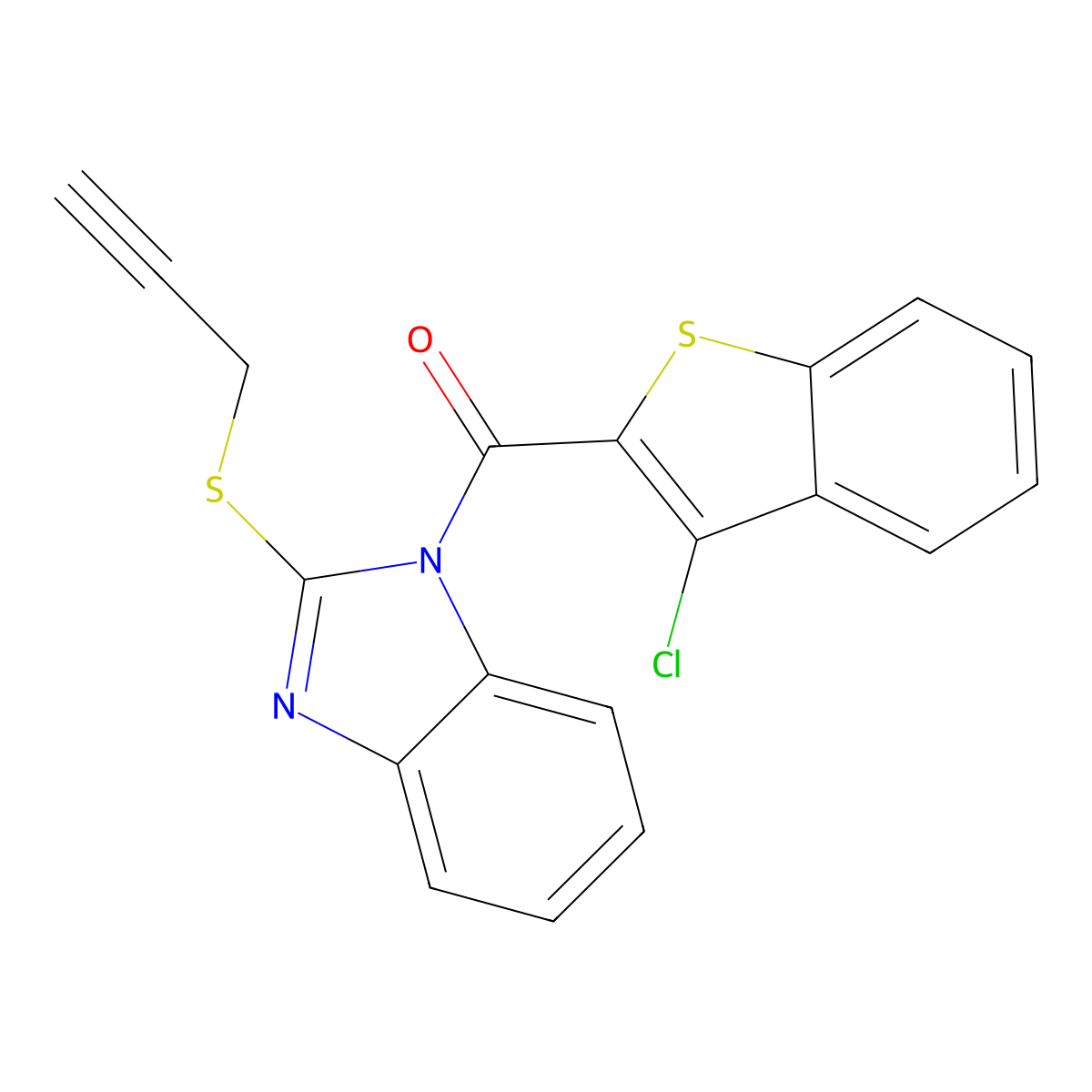 (3-chloro-1-benzothiophen-2-yl)[2-(prop-2-yn-1-ylsulfanyl)-1H-benzimidazol-1-yl]methanone molecular structure, CAS 324774-62-1
