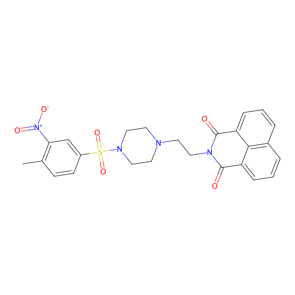 2-[2-[4-(4-Methyl-3-nitrophenyl)sulfonylpiperazin-1-yl]ethyl]benzo[de]isoquinoline-1,3-dione molecular structure, CAS 324774-66-5