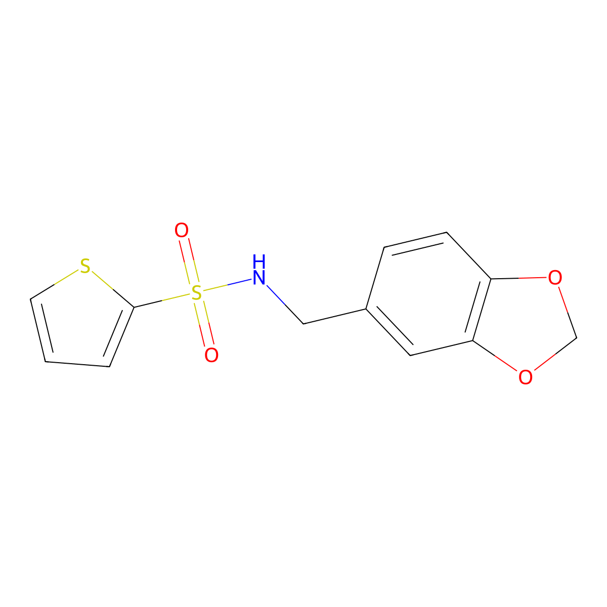 N-(1,3-benzodioxol-5-ylmethyl)-2-thiophenesulfonamide molecular structure, CAS 324774-67-6