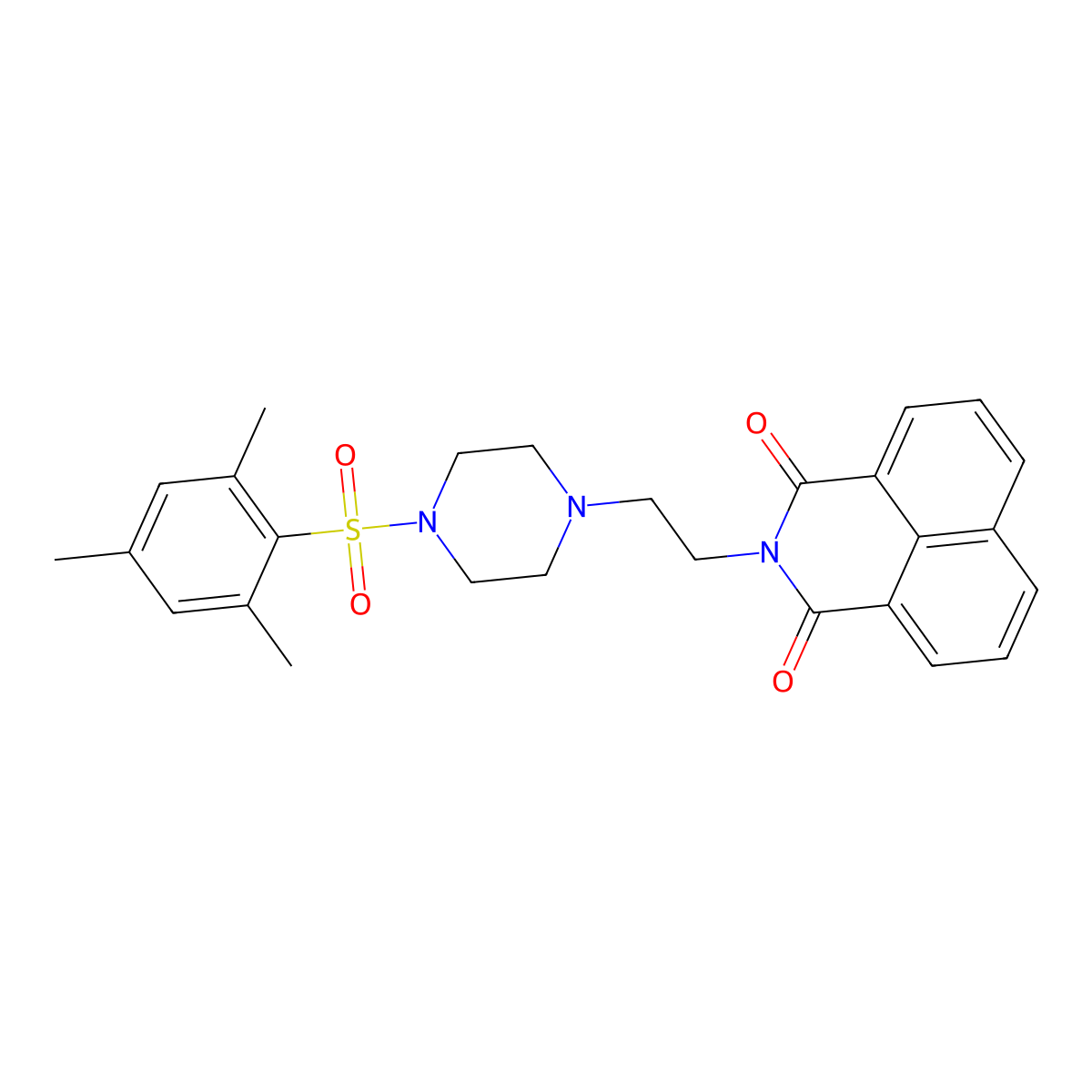 2-(2-(4-(mesitylsulfonyl)piperazin-1-yl)ethyl)-1H-benzo[de]isoquinoline-1,3(2H)-dione molecular structure, CAS 324774-77-8