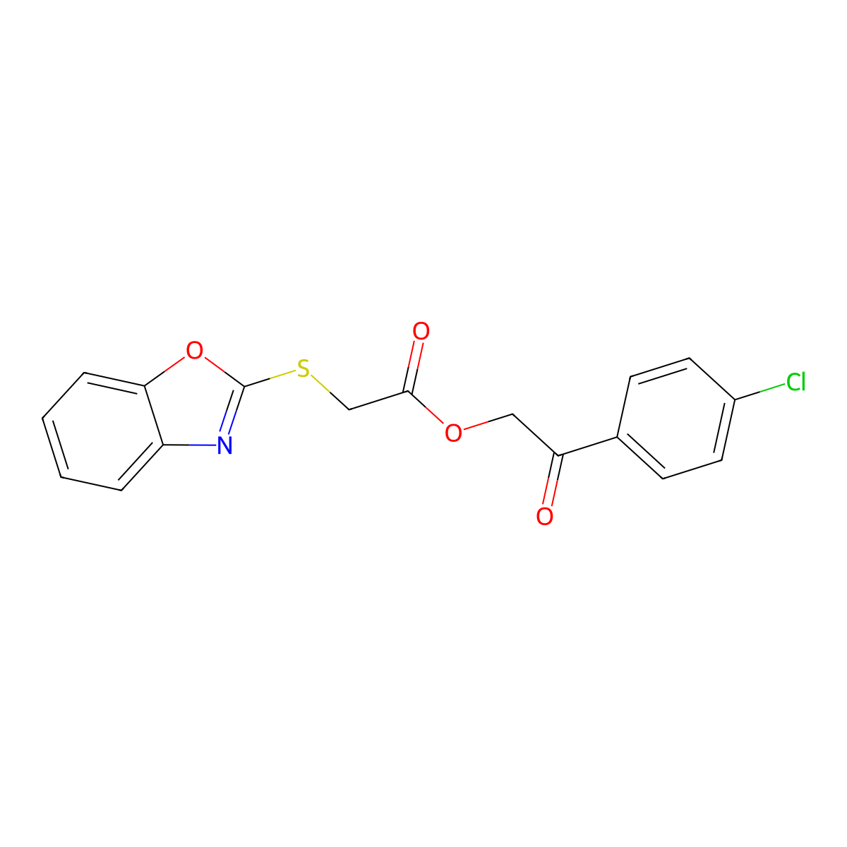 2-(4-Chlorophenyl)-2-oxoethyl (1,3-benzoxazol-2-ylsulfanyl)acetate molecular structure, CAS 324774-80-3