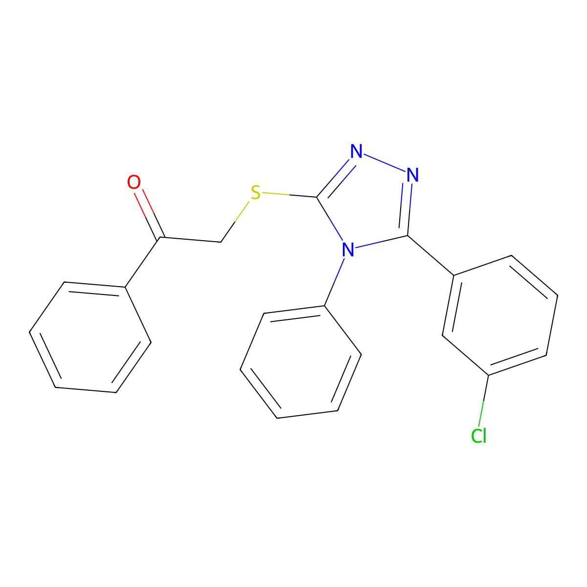 2-{[5-(3-chlorophenyl)-4-phenyl-4H-1,2,4-triazol-3-yl]sulfanyl}-1-phenylethanone molecular structure, CAS 324774-84-7