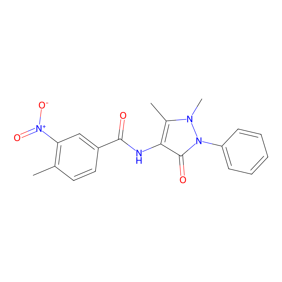 N-(1,5-dimethyl-3-oxo-2-phenyl-2,3-dihydro-1H-pyrazol-4-yl)-4-methyl-3-nitrobenzamide molecular structure, CAS 324775-84-0