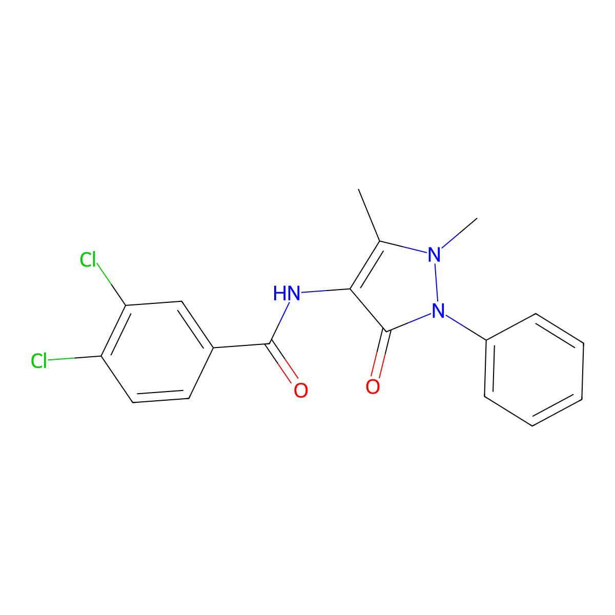 3,4-dichloro-N-(1,5-dimethyl-3-oxo-2-phenyl-2,3-dihydro-1H-pyrazol-4-yl)benzamide molecular structure, CAS 324775-86-2
