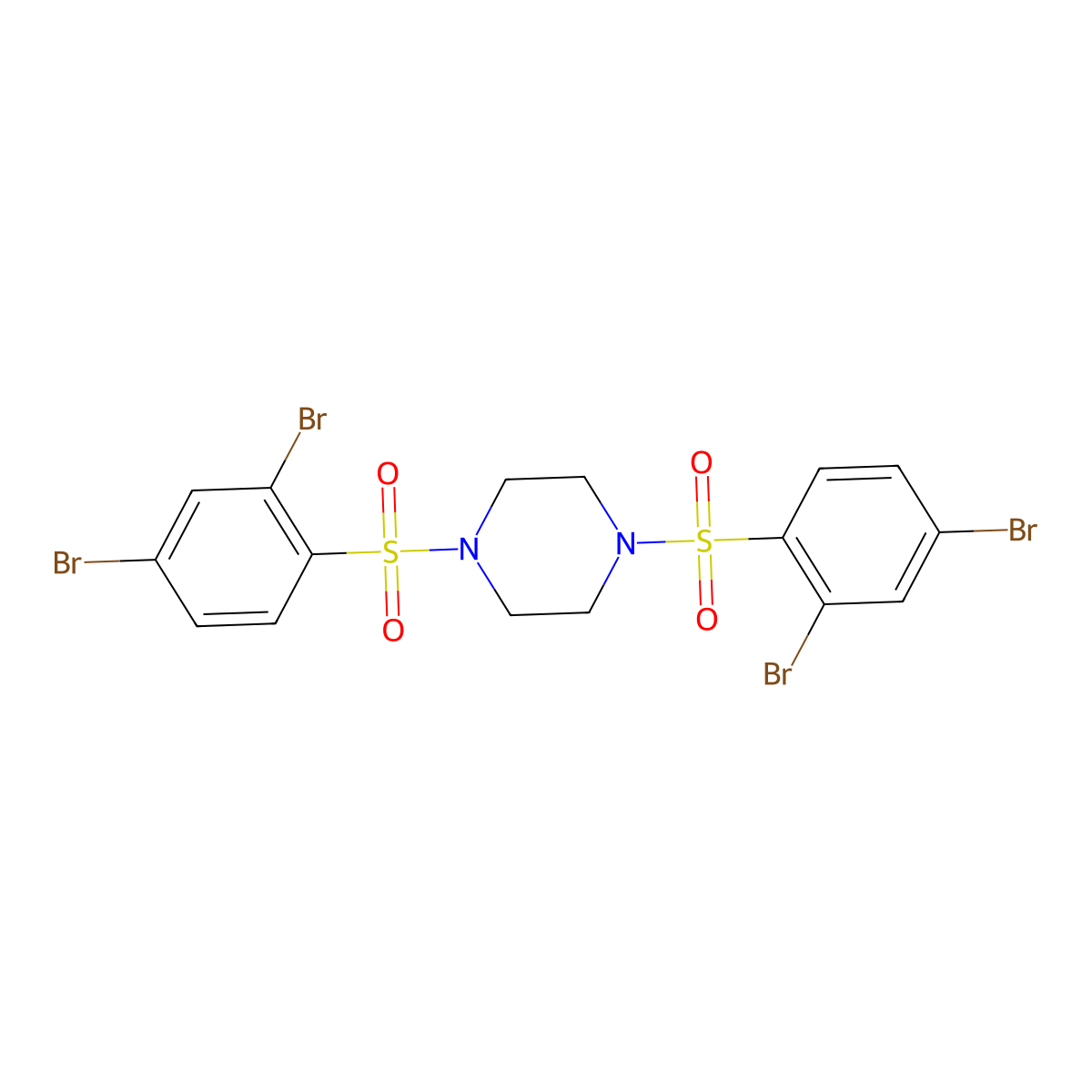 1,4-Bis(2,4-dibromobenzenesulfonyl)piperazine molecular structure, CAS 324776-59-2