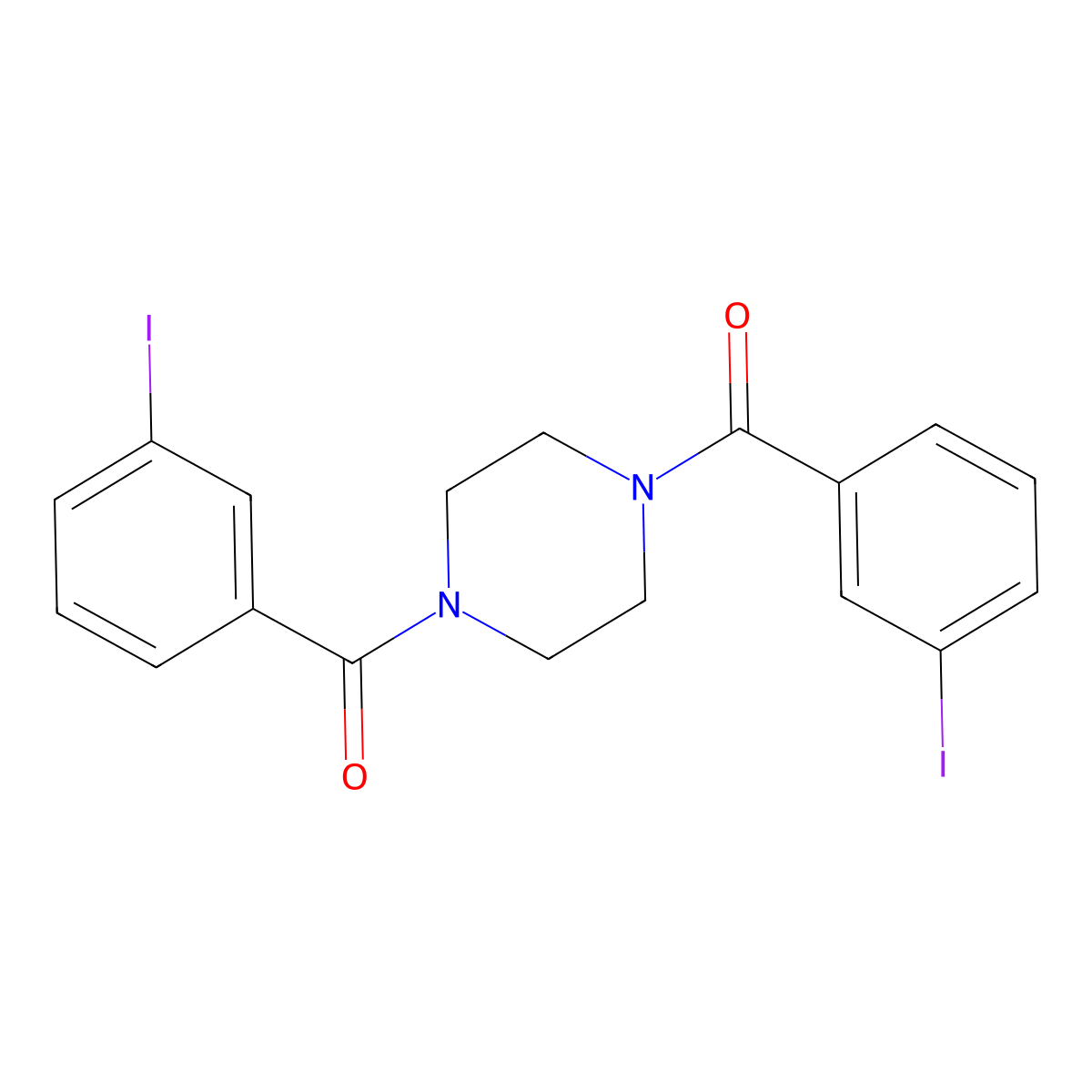 1,4-Bis[(3-Iodophenyl)carbonyl]piperazine molecular structure, CAS 324776-77-4
