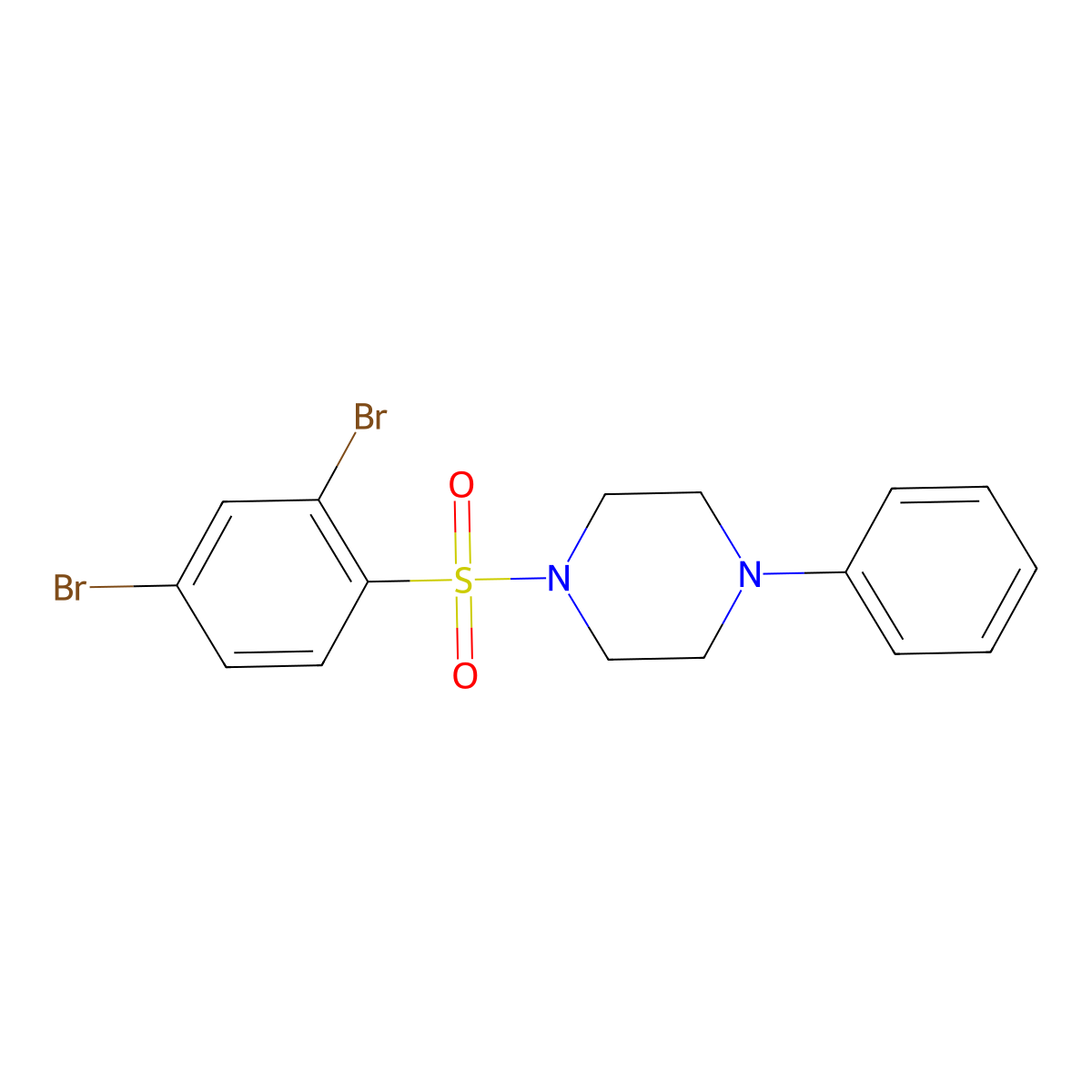 1-(2,4-Dibromobenzenesulfonyl)-4-phenylpiperazine molecular structure, CAS 324777-63-1