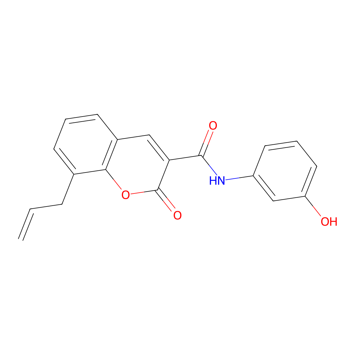 N-(3-hydroxyphenyl)-2-oxo-8-(prop-2-en-1-yl)-2H-chromene-3-carboxamide molecular structure, CAS 324777-69-7