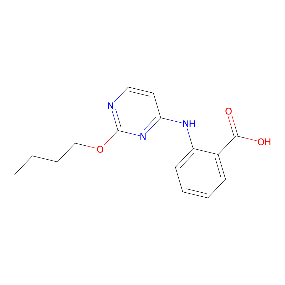 2-[(2-butoxypyrimidin-4-yl)amino]benzoic Acid molecular structure, CAS 324778-34-9