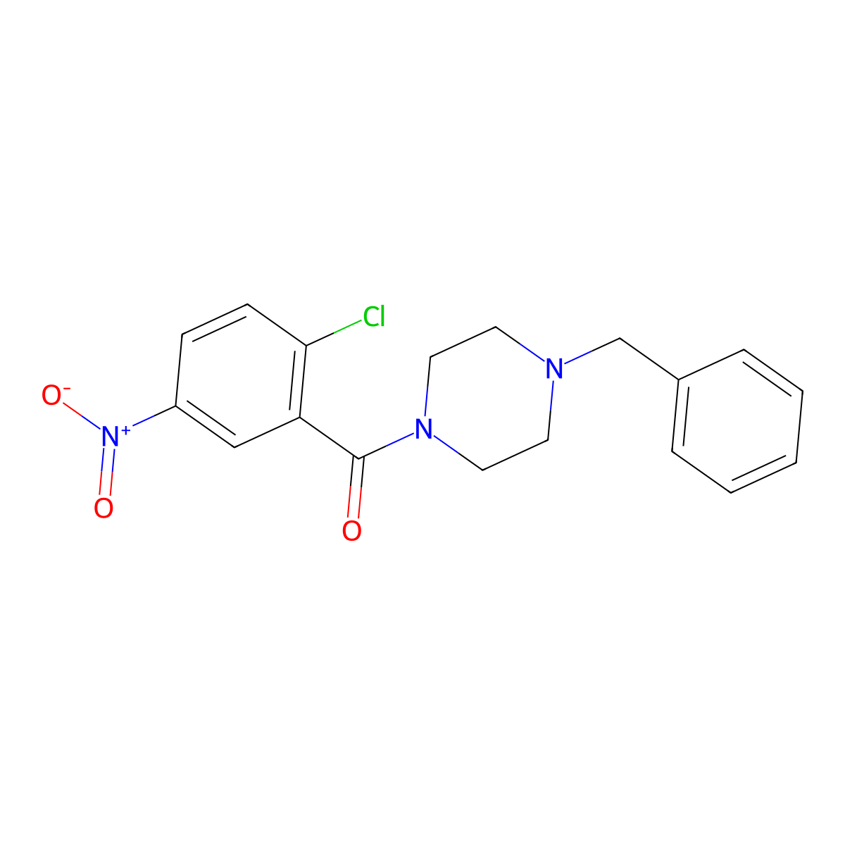 1-Benzyl-4-(2-chloro-5-nitrobenzoyl)piperazine molecular structure, CAS 324778-90-7