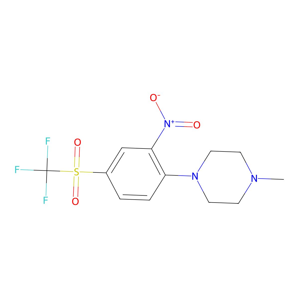 1-Methyl-4-(2-nitro-4-((trifluoromethyl)sulfonyl)phenyl)piperazine molecular structure, CAS 324778-95-2
