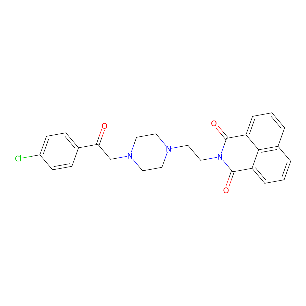 2-(2-(4-(2-(4-Chlorophenyl)-2-oxoethyl)-1-piperazinyl)ethyl)-1H-benz(de)isoquinoline-1,3(2H)-dione molecular structure, CAS 324779-62-6