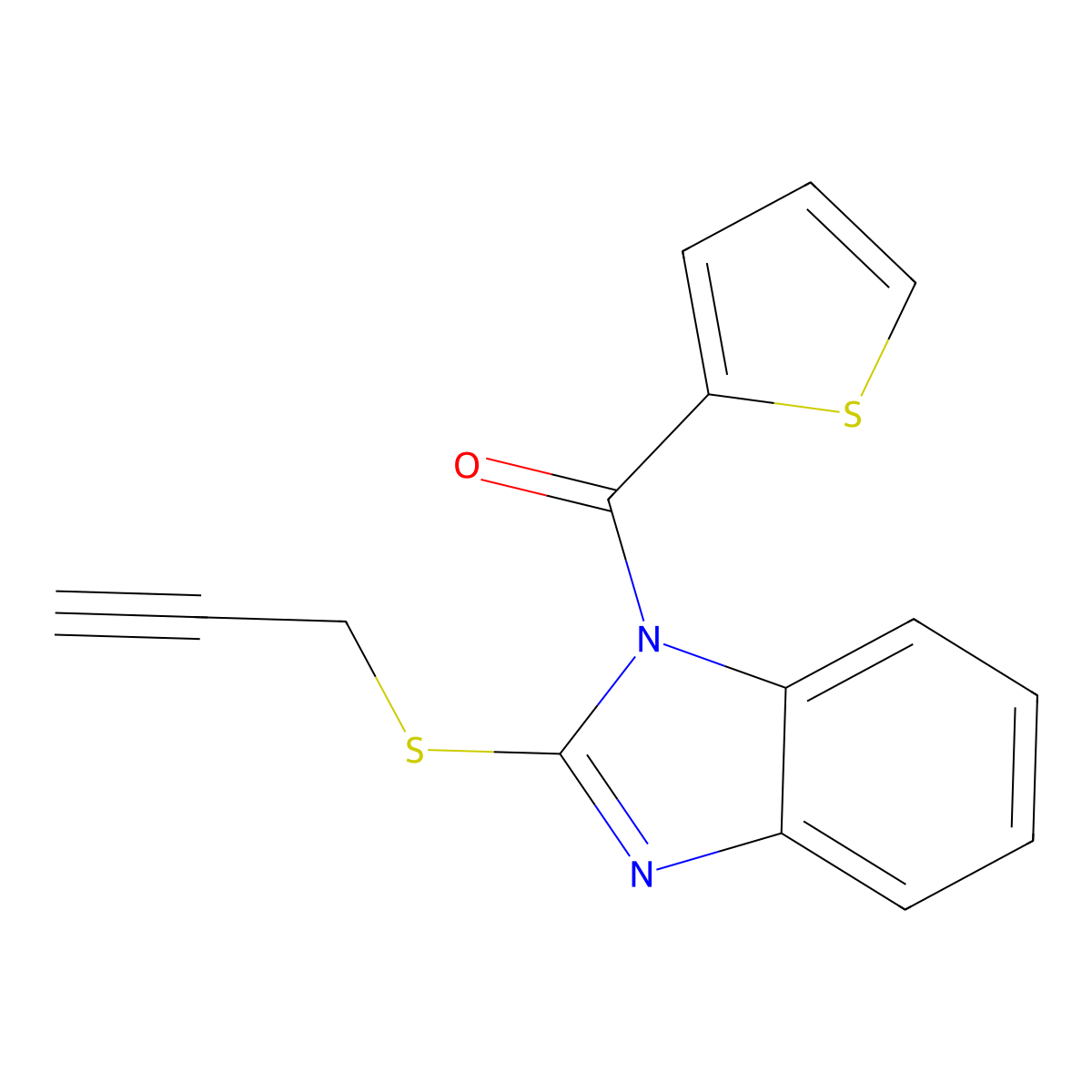 (2-Prop-2-ynylsulfanylbenzimidazol-1-yl)-thiophen-2-ylmethanone molecular structure, CAS 324779-69-3