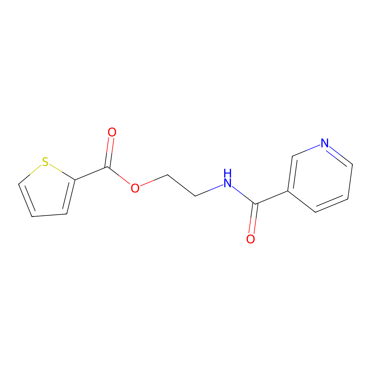 2-[(Pyridin-3-ylcarbonyl)amino]ethyl thiophene-2-carboxylate molecular structure, CAS 324779-70-6
