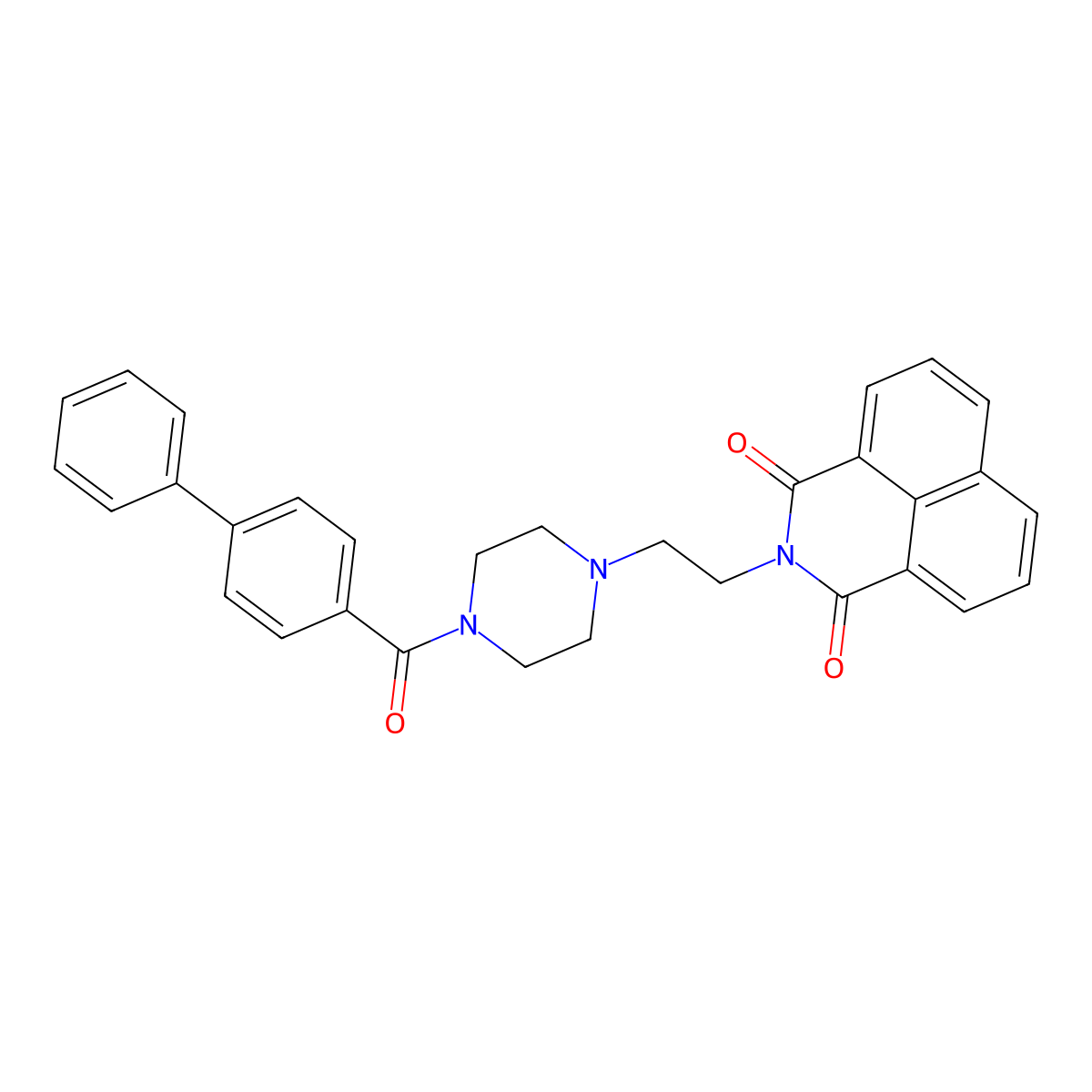 2-{2-[4-([1,1'-biphenyl]-4-ylcarbonyl)-1-piperazinyl]ethyl}-1H-benzo[de]isoquinoline-1,3(2H)-dione molecular structure, CAS 324779-88-6