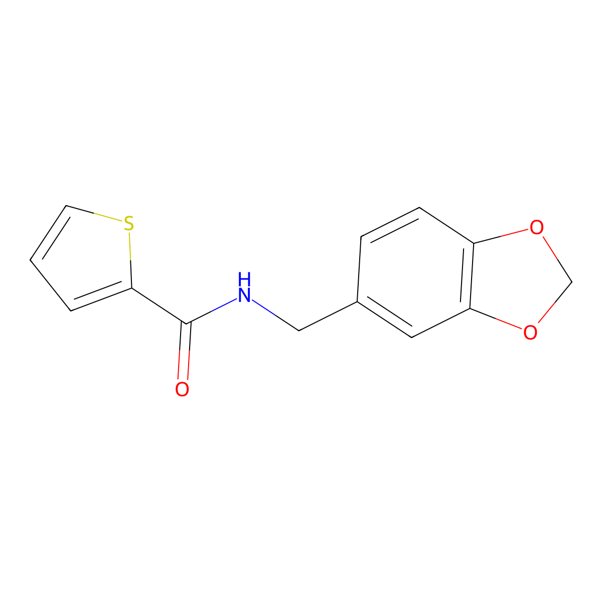 N-(1,3-benzodioxol-5-ylmethyl)thiophene-2-carboxamide molecular structure, CAS 324779-89-7