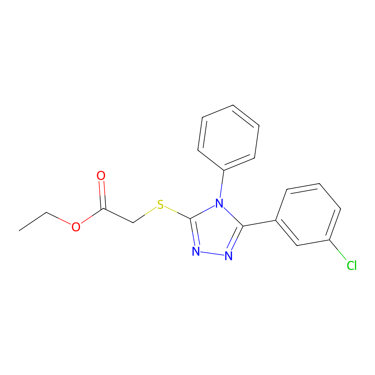 ethyl {[5-(3-chlorophenyl)-4-phenyl-4H-1,2,4-triazol-3-yl]sulfanyl}acetate molecular structure, CAS 324779-94-4