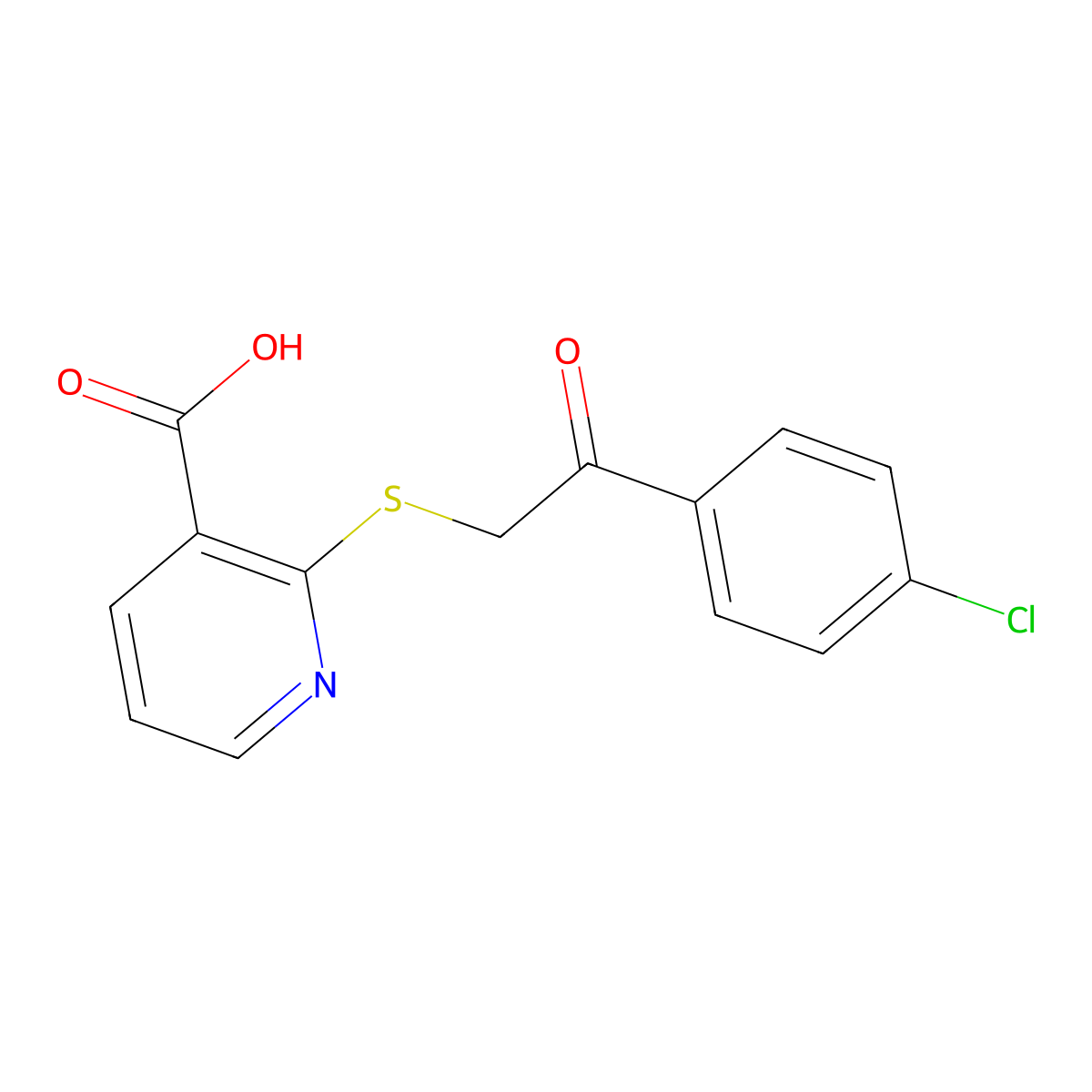 2-[2-(4-Chlorophenyl)-2-oxoethylthio]pyridine-3-carboxylic acid molecular structure, CAS 324779-95-5