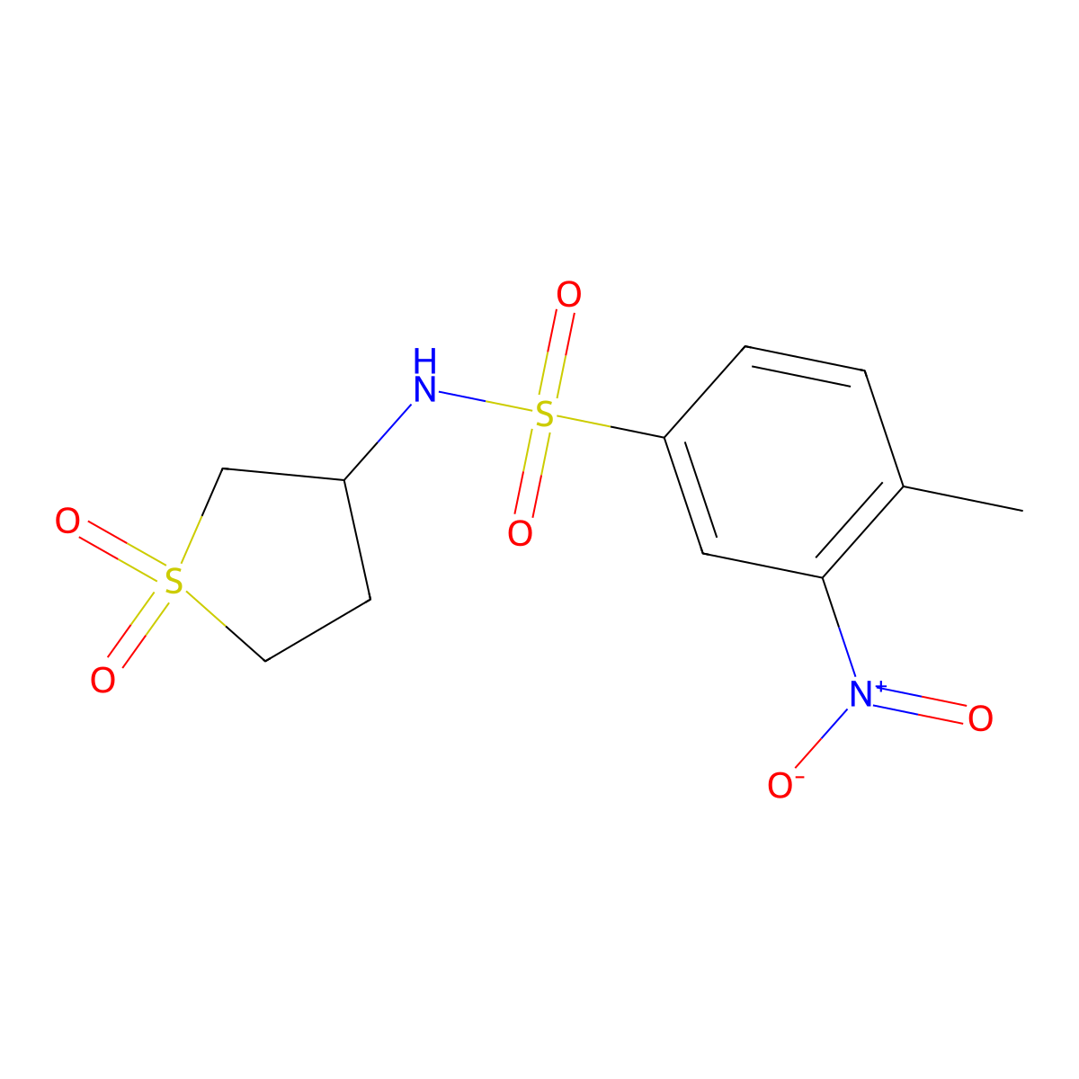 N-(1,1-dioxidotetrahydrothiophen-3-yl)-4-methyl-3-nitrobenzenesulfonamide molecular structure, CAS 324779-97-7