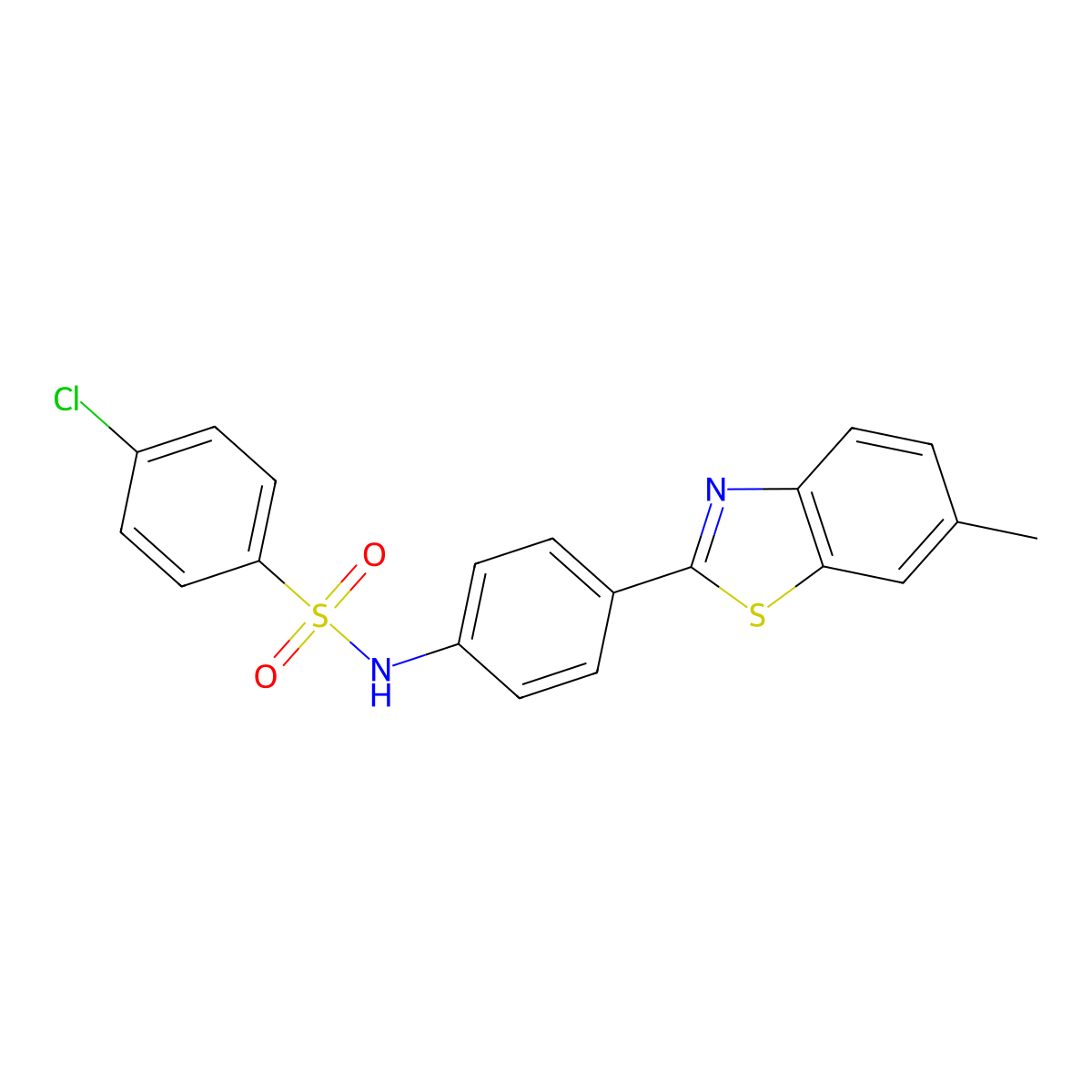 4-chloro-N-[4-(6-methyl-1,3-benzothiazol-2-yl)phenyl]benzene-1-sulfonamide molecular structure, CAS 324780-07-6