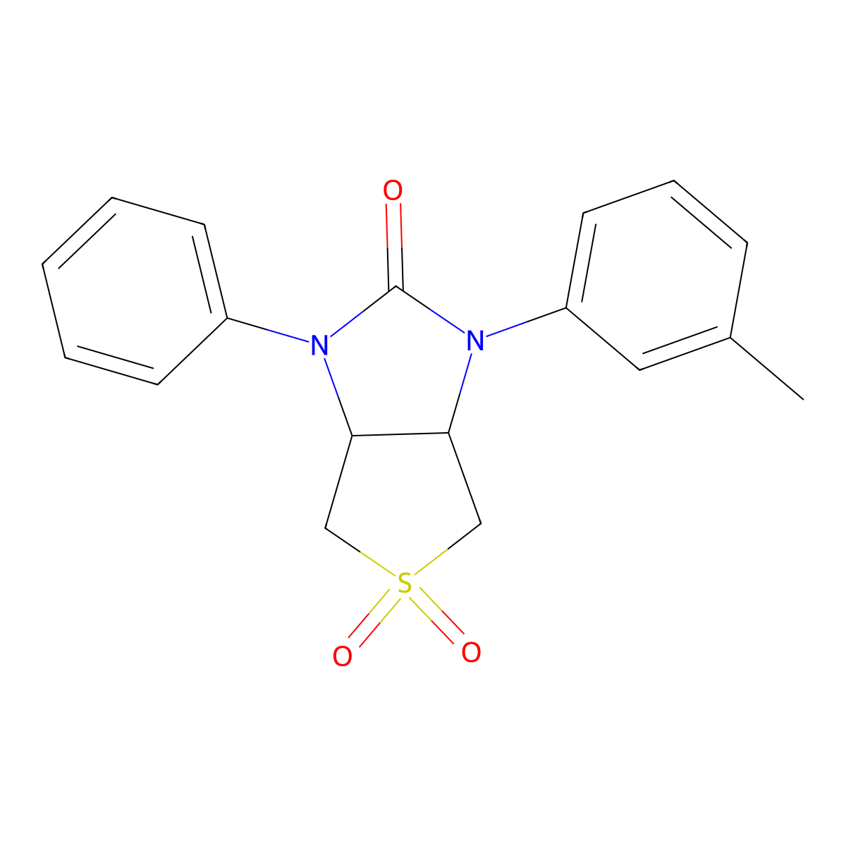 1-phenyl-3-(m-tolyl)tetrahydro-1H-thieno[3,4-d]imidazol-2(3H)-one 5,5-dioxide molecular structure, CAS 324780-51-0