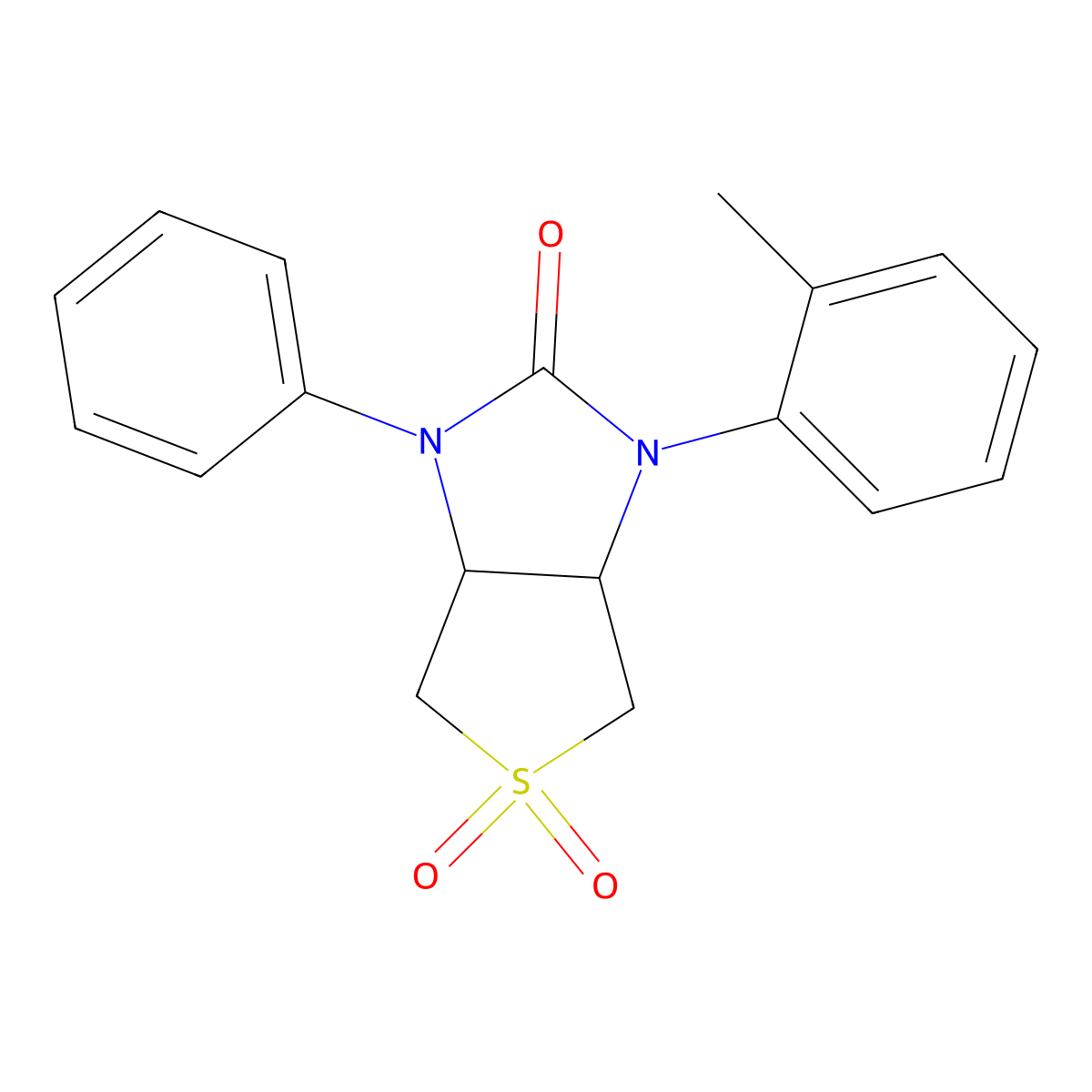 1-phenyl-3-(o-tolyl)tetrahydro-1H-thieno[3,4-d]imidazol-2(3H)-one 5,5-dioxide molecular structure, CAS 324780-52-1