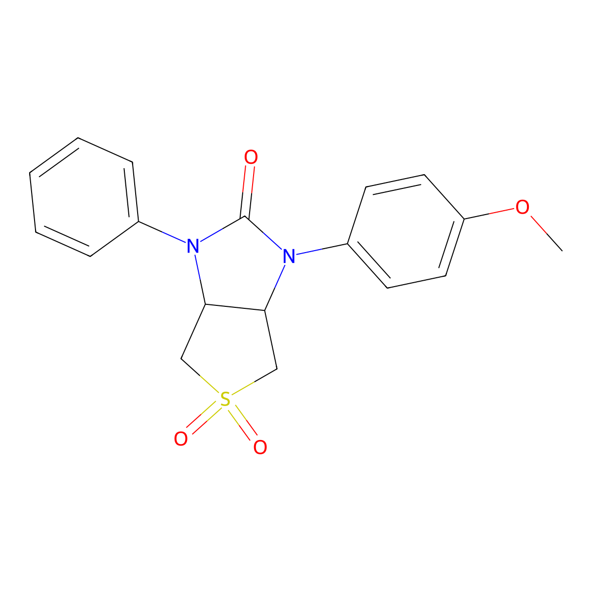 1-(4-methoxyphenyl)-3-phenyltetrahydro-1H-thieno[3,4-d]imidazol-2(3H)-one 5,5-dioxide molecular structure, CAS 324780-53-2
