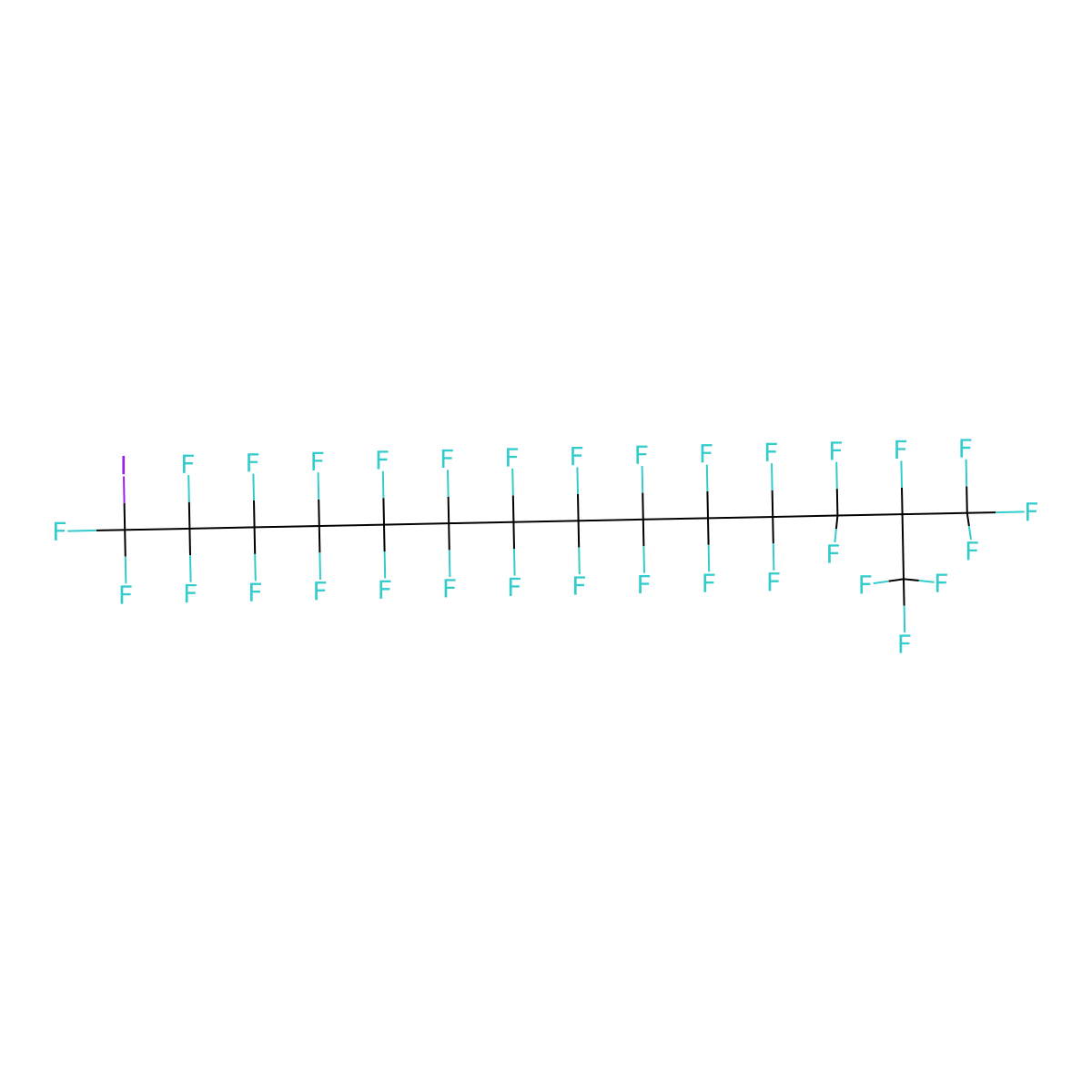 Tetradecane, 1,1,1,2,3,3,4,4,5,5,6,6,7,7,8,8,9,9,10,10,11,11,12,12,13,13,14,14-octacosafluoro-14-iodo-2-(trifluoromethyl)- molecular structure, CAS 3248-63-3