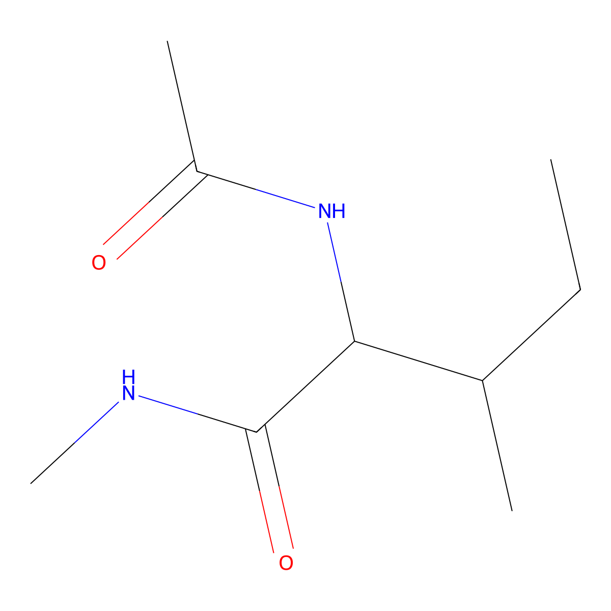 (2S,3S)-2-Acetamido-N,3-dimethylpentanamide molecular structure, CAS 32483-16-2