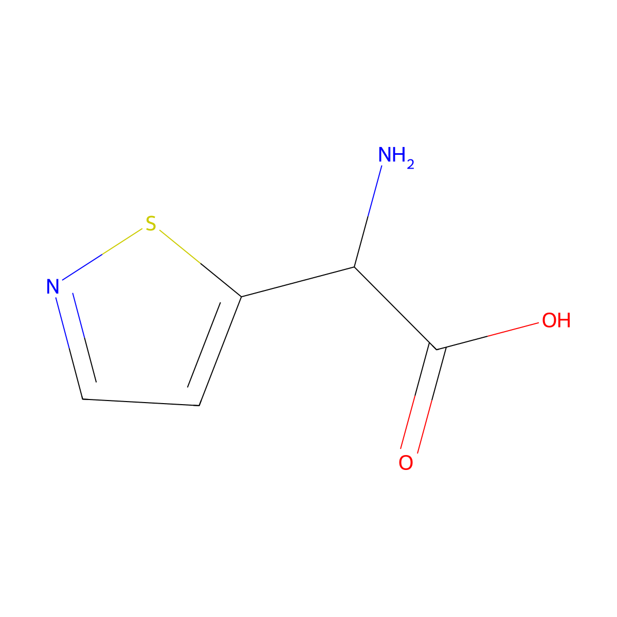 2-Amino-2-(1,2-thiazol-5-yl)acetic acid molecular structure, CAS 32485-49-7