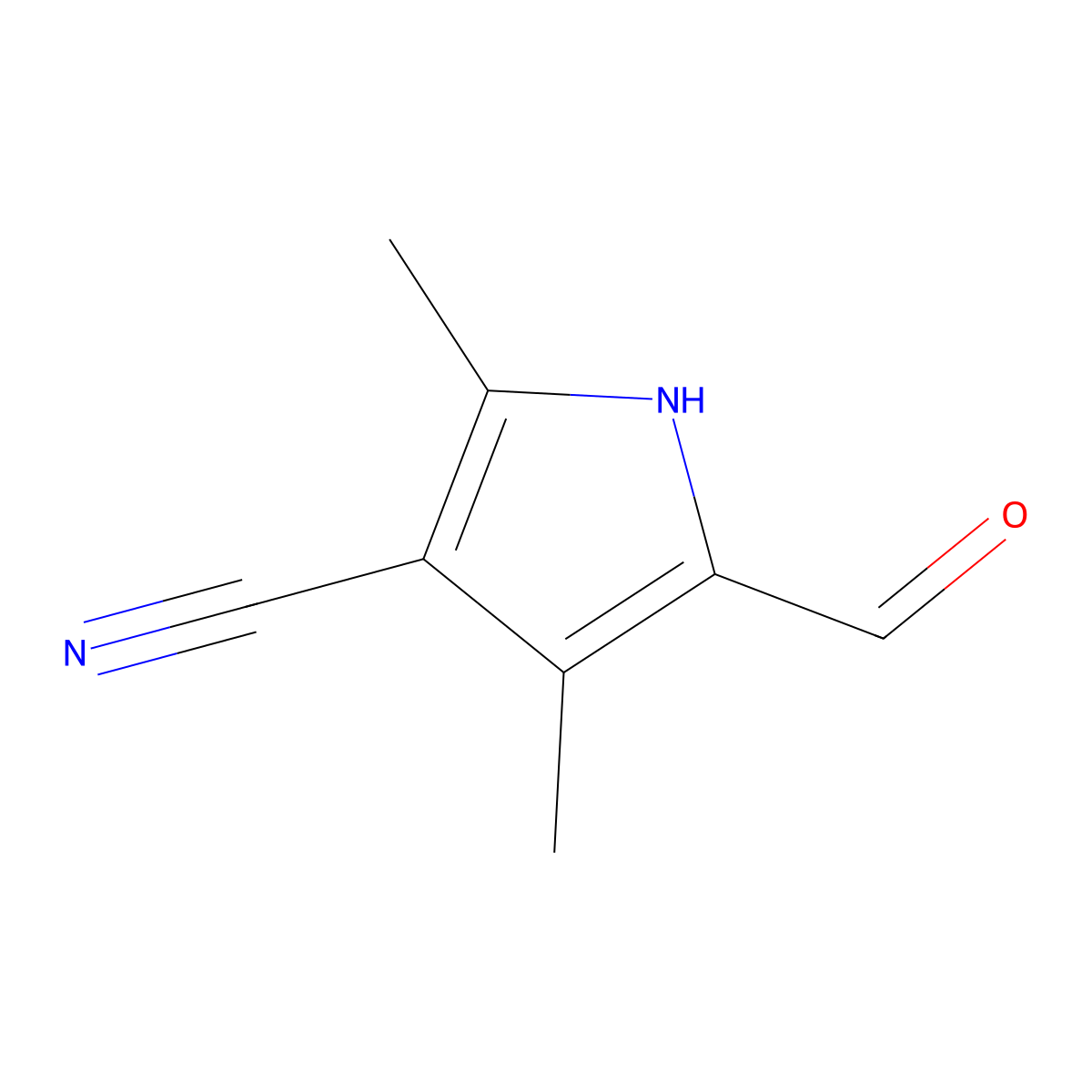 5-Formyl-2,4-dimethyl-1H-pyrrole-3-carbonitrile molecular structure, CAS 32487-71-1
