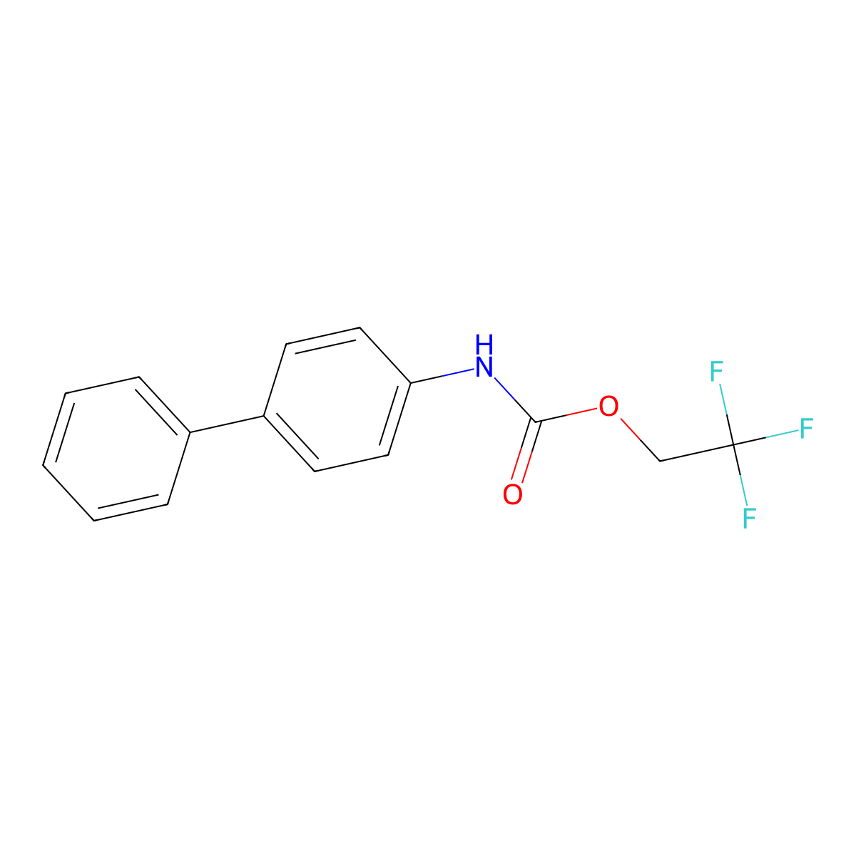 2,2,2-trifluoroethyl N-(4-phenylphenyl)carbamate molecular structure, CAS 325-06-4
