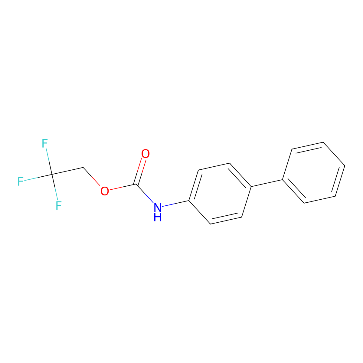 2,2,2-trifluoroethyl N-(4-phenylphenyl)carbamate molecular structure, CAS 325-06-4