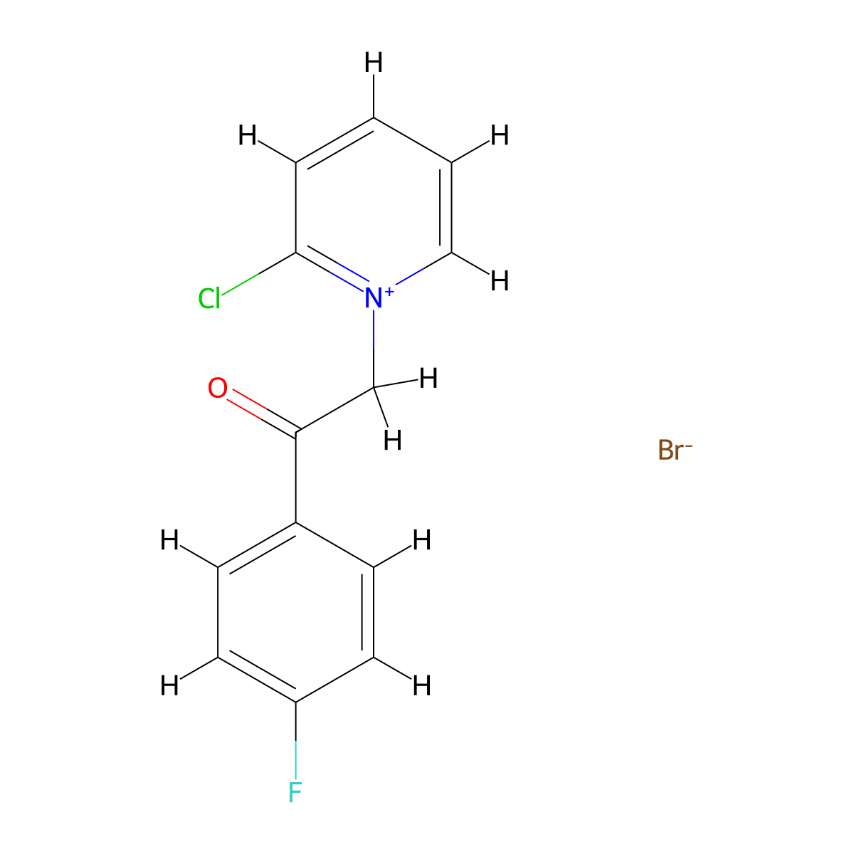 2-Chloro-1-[2-(4-fluorophenyl)-2-oxoethyl]pyridin-1-ium bromide molecular structure, CAS 325-94-0